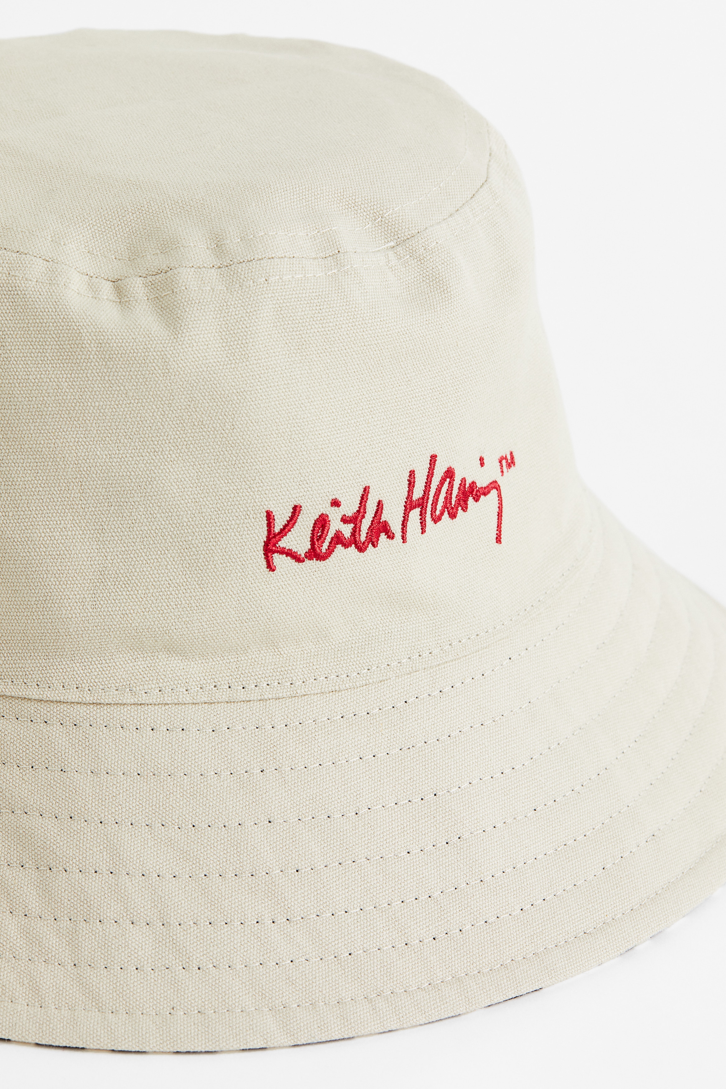 H&M Keith Haring Reversible bucket Unisex Hat Beige Heart Embroidered Heart Hat Men main image 2