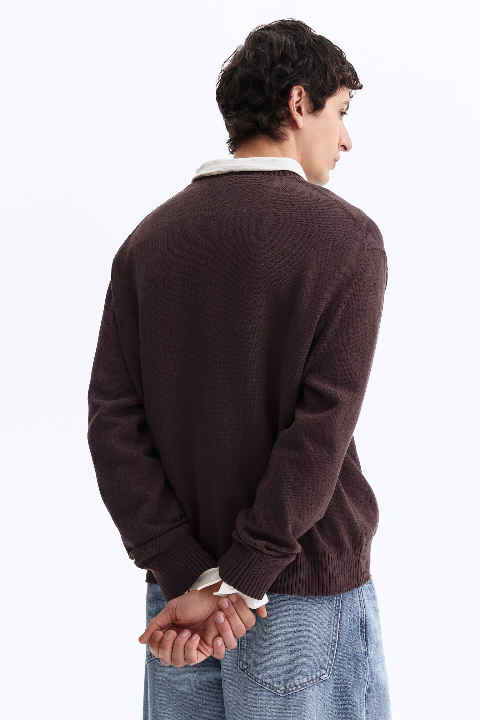 Relaxed Fit Jumper - Brown/Cream - 4