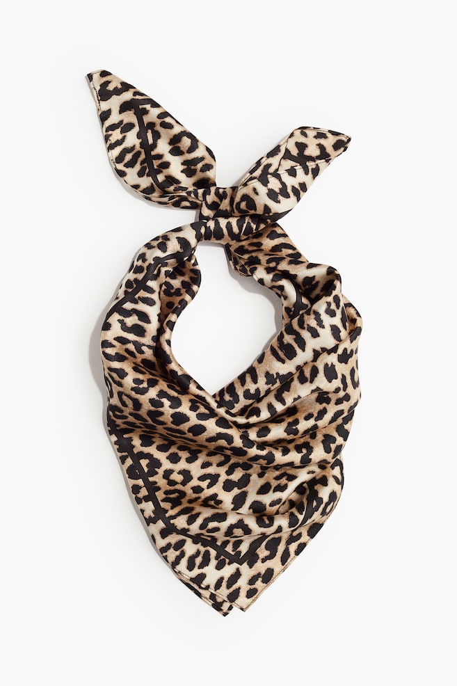 Printed Silk Scarf - Beige/leopard print/Navy blue/green/Light beige/black/Navy blue/knots - 1