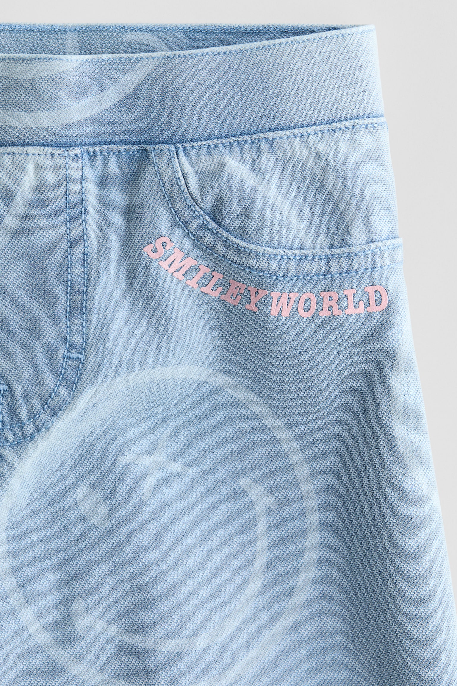 Pantalón ancho con apariencia de denim - Azul denim claro/SmileyWorld® - 3