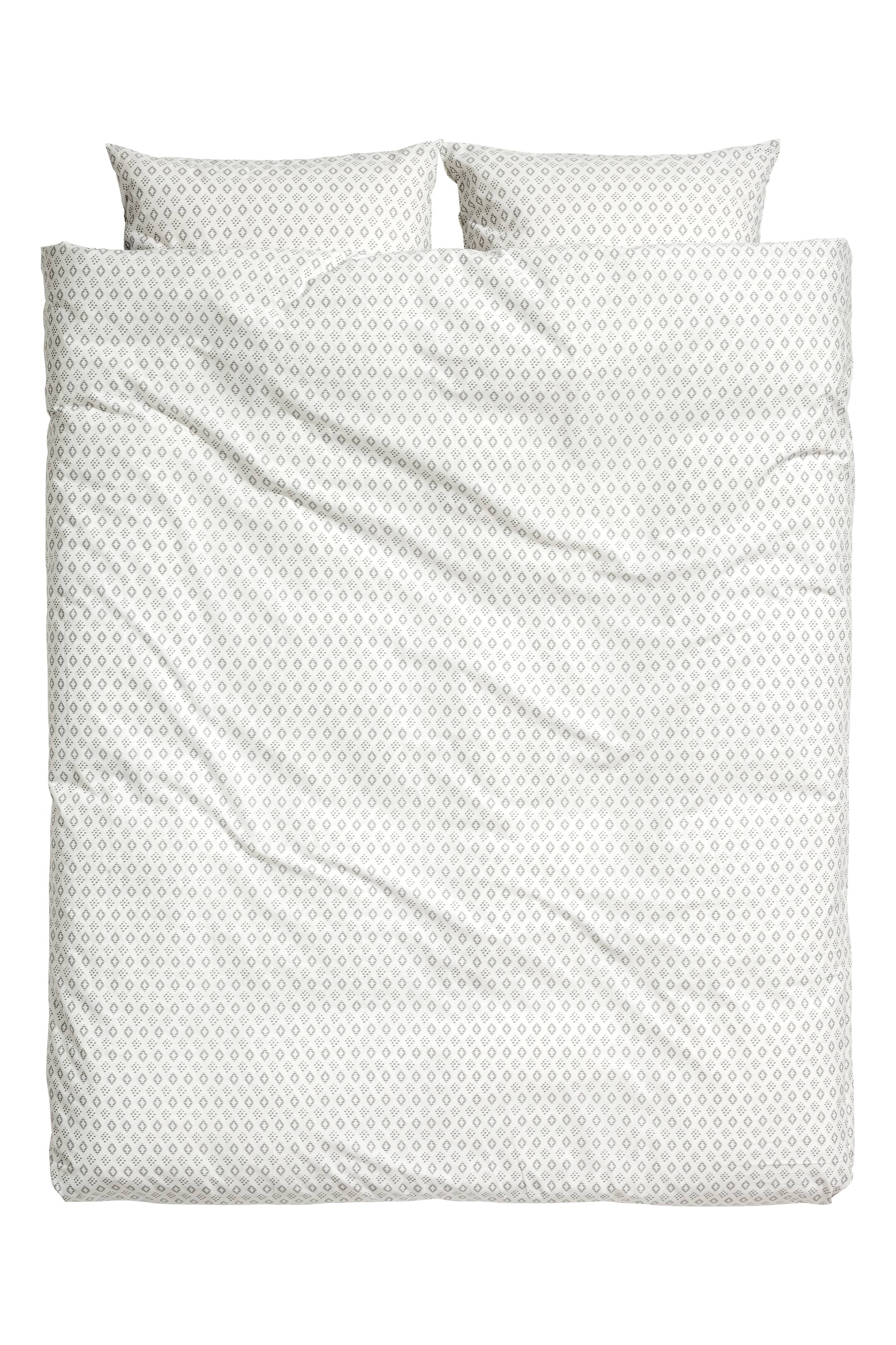 View larger image: Patterned duvet cover set - White/Grey - Home All | H&M GB 1