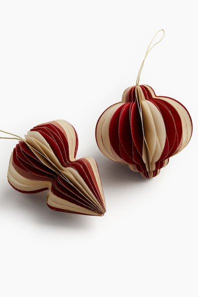 2-pack Decoraciones navideñas de papel - Rojo/Franjas - Home All | H&M MX