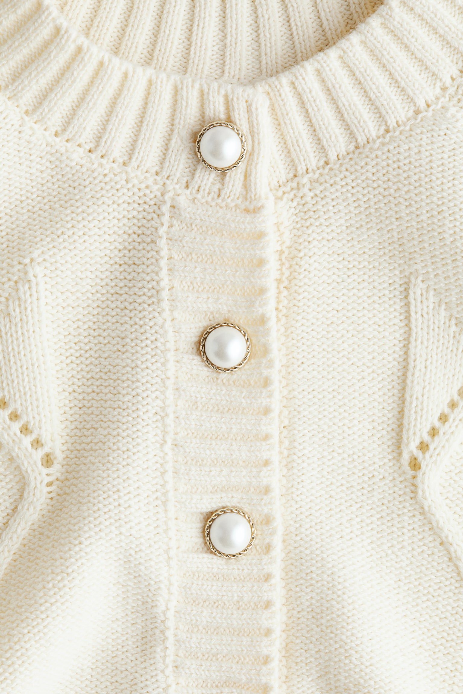 Cable-knit cardigan - Màu kem - 5