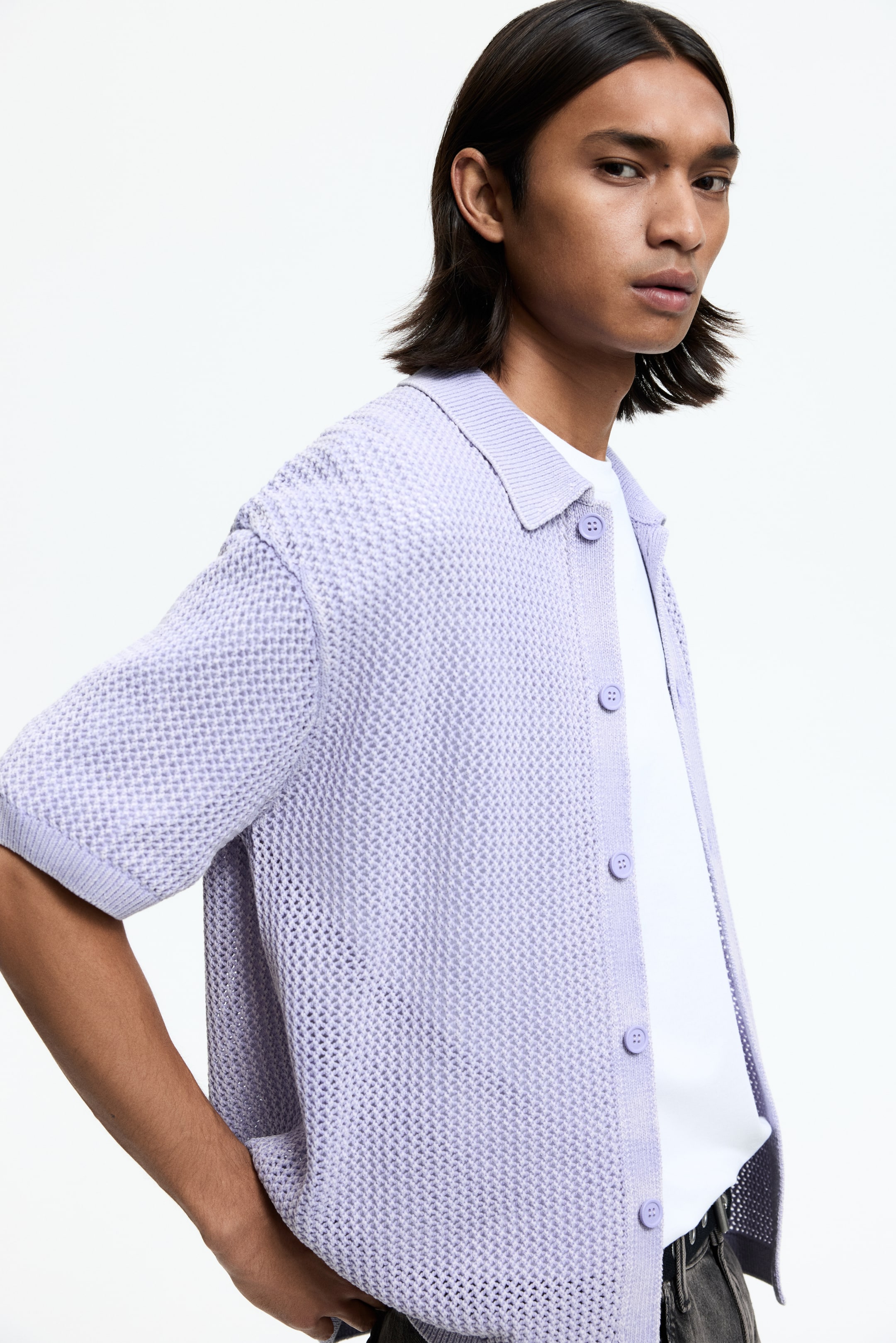 Relaxed-Fit Open-Knit Shirt