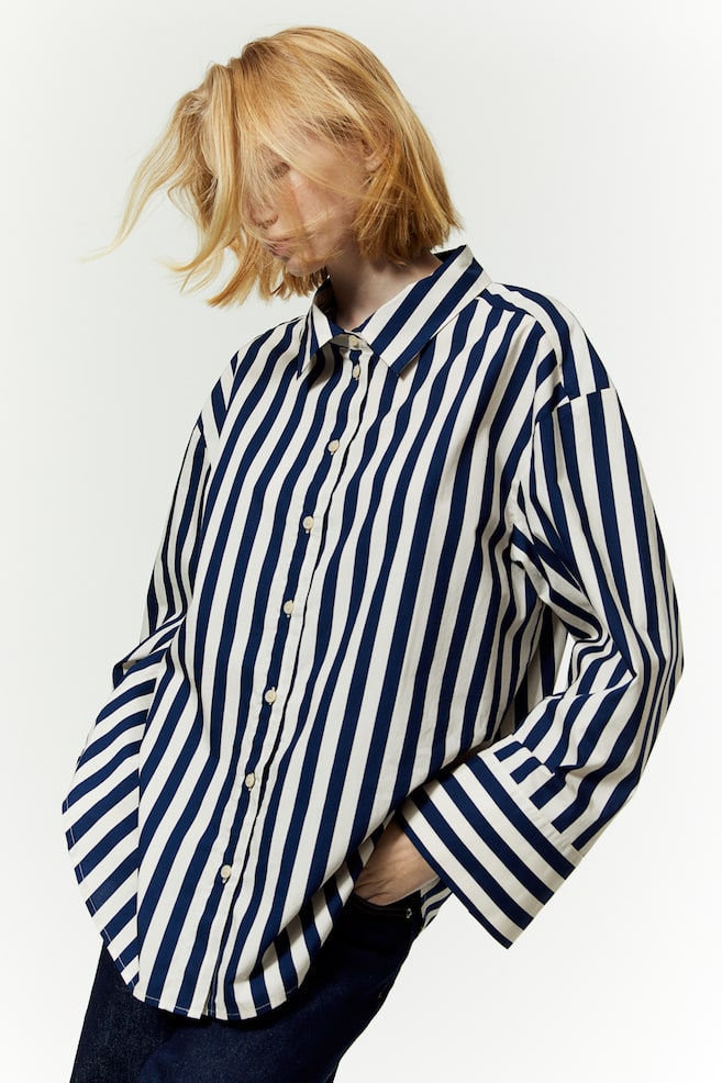 Striped cotton shirt - Dark blue/Striped - 7