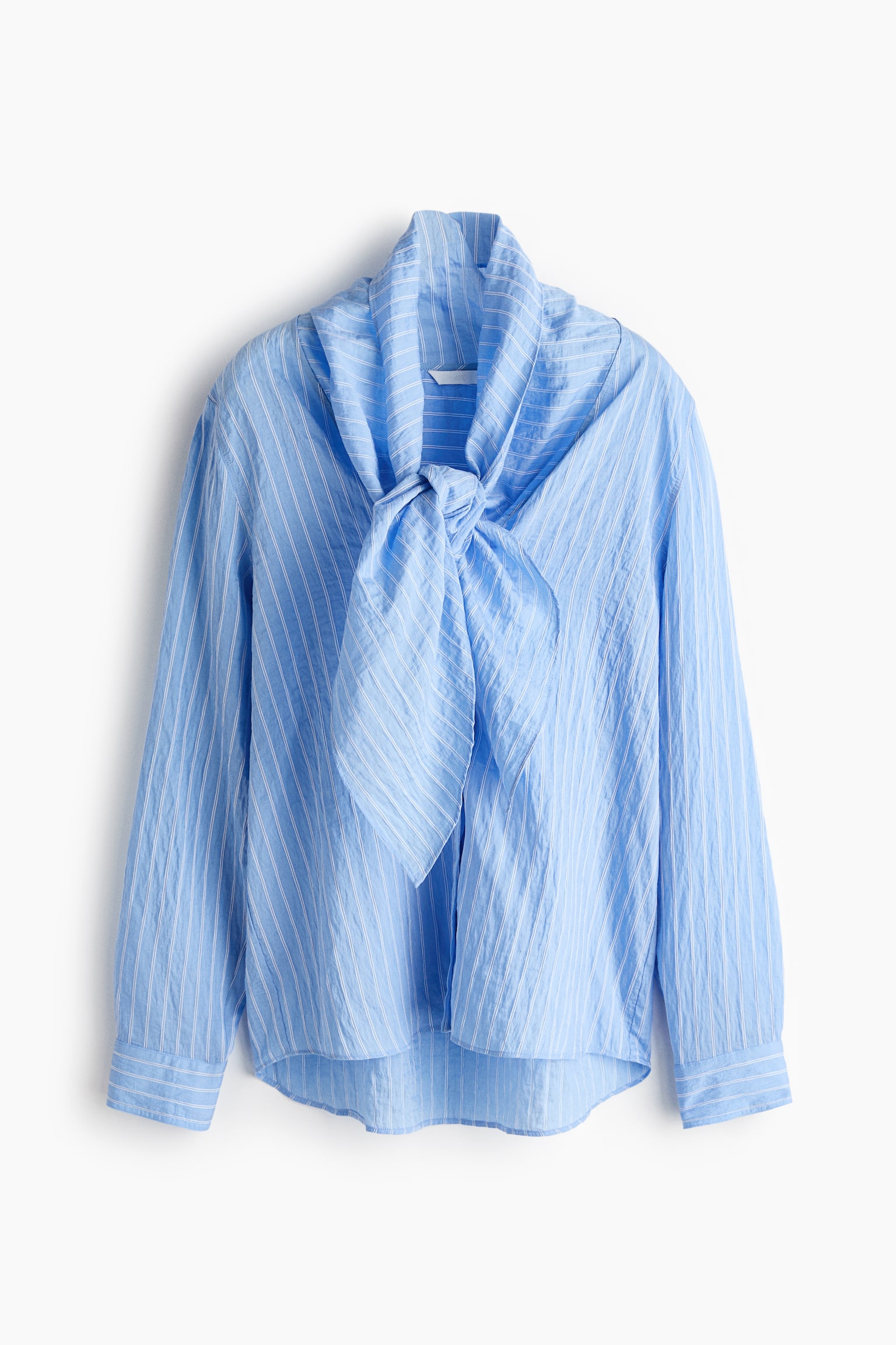 Женская рубашка H&M Scarf-Collar, цвет: Синий / Полосатый