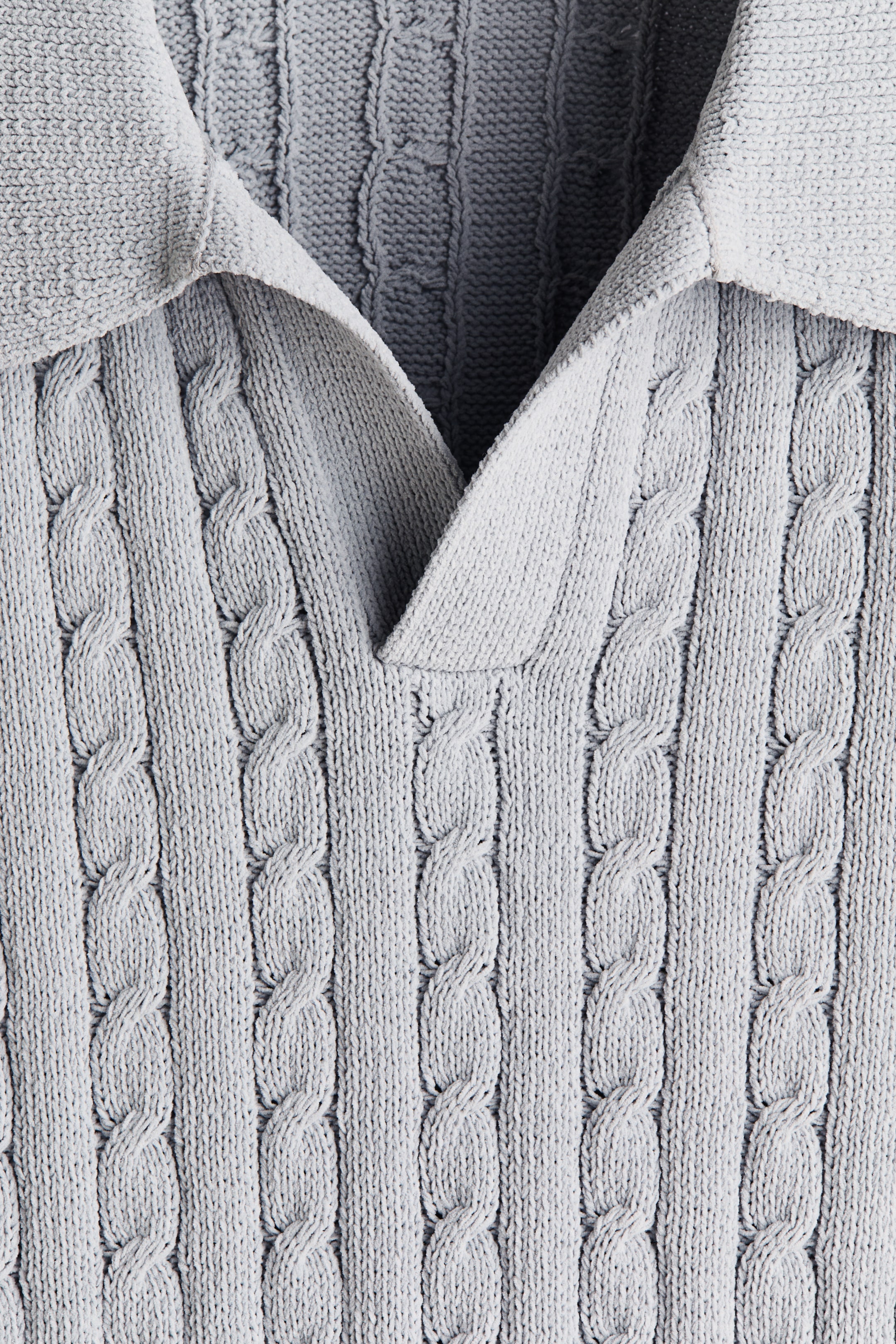 Relaxed-Fit Cable-Knit Polo Shirt