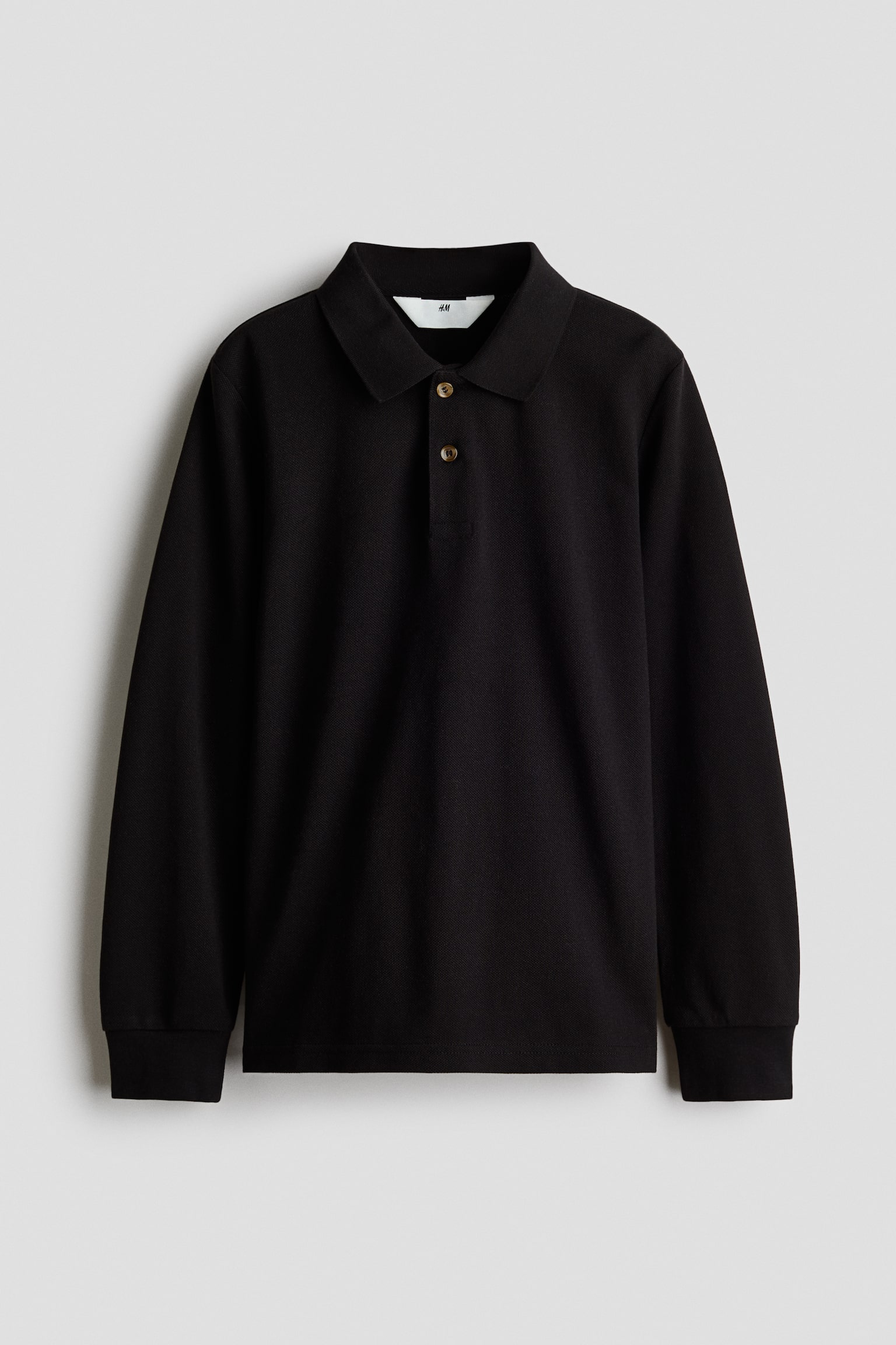Cotton piqué polo shirt - Black/White