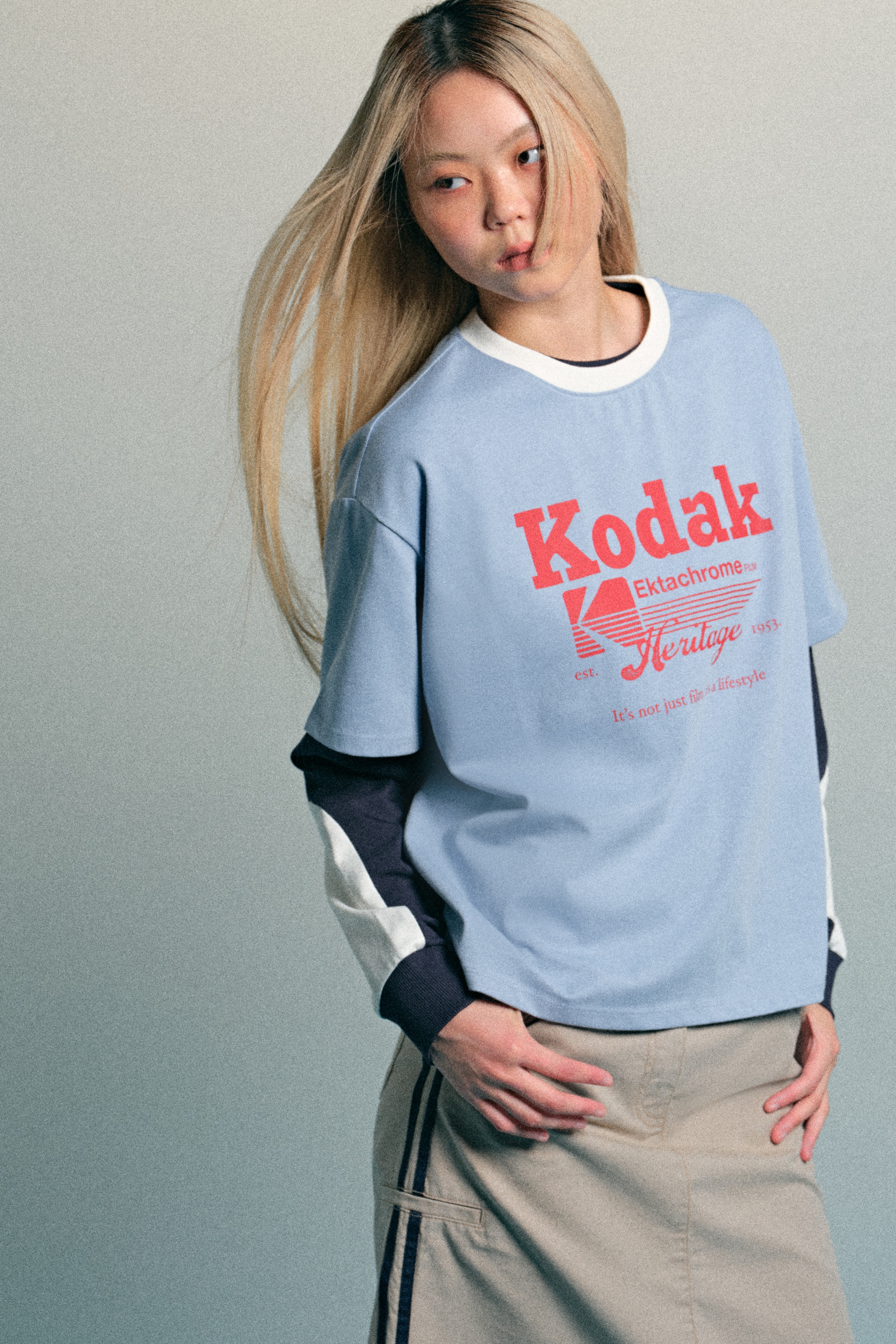 H & M - プリントTシャツ - ブルー