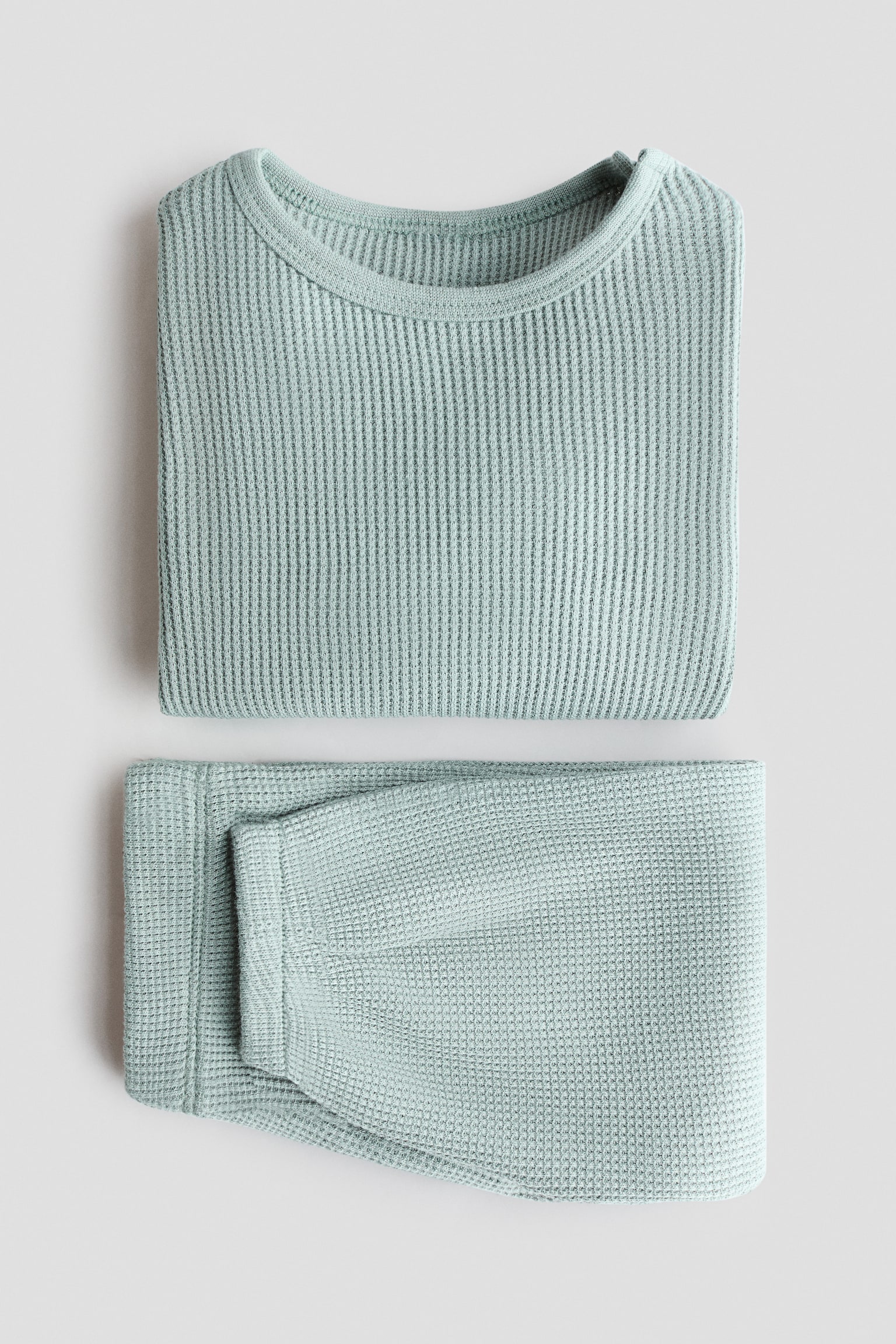 Set 2 pezzi in cotone a nido d'ape - Turchese chiaro/Beige chiaro - 2