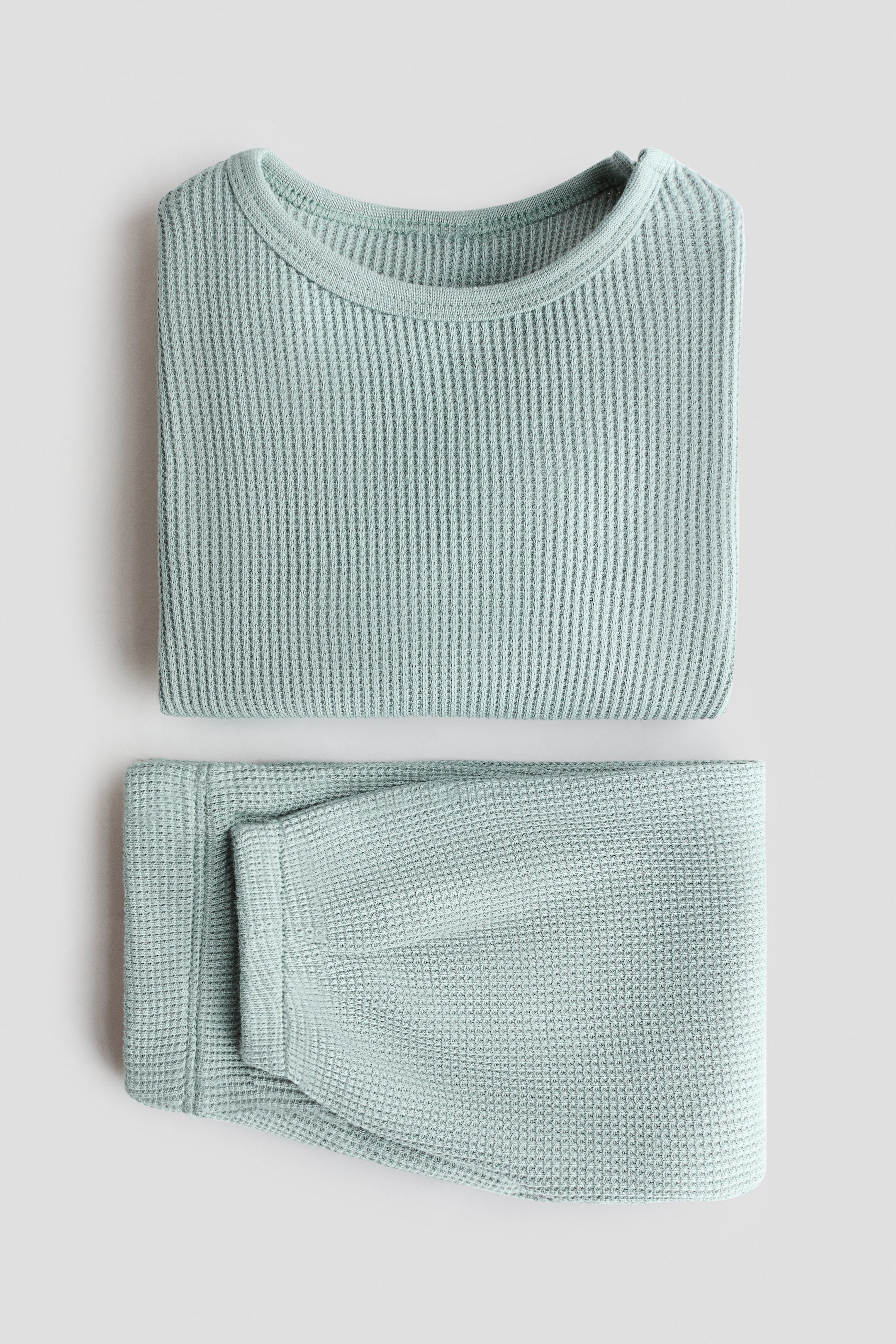 Ver imagem maior: Conjunto de 2 peças em algodão aos favos - Turquesa claro - CRIANÇA | H&M PT 2