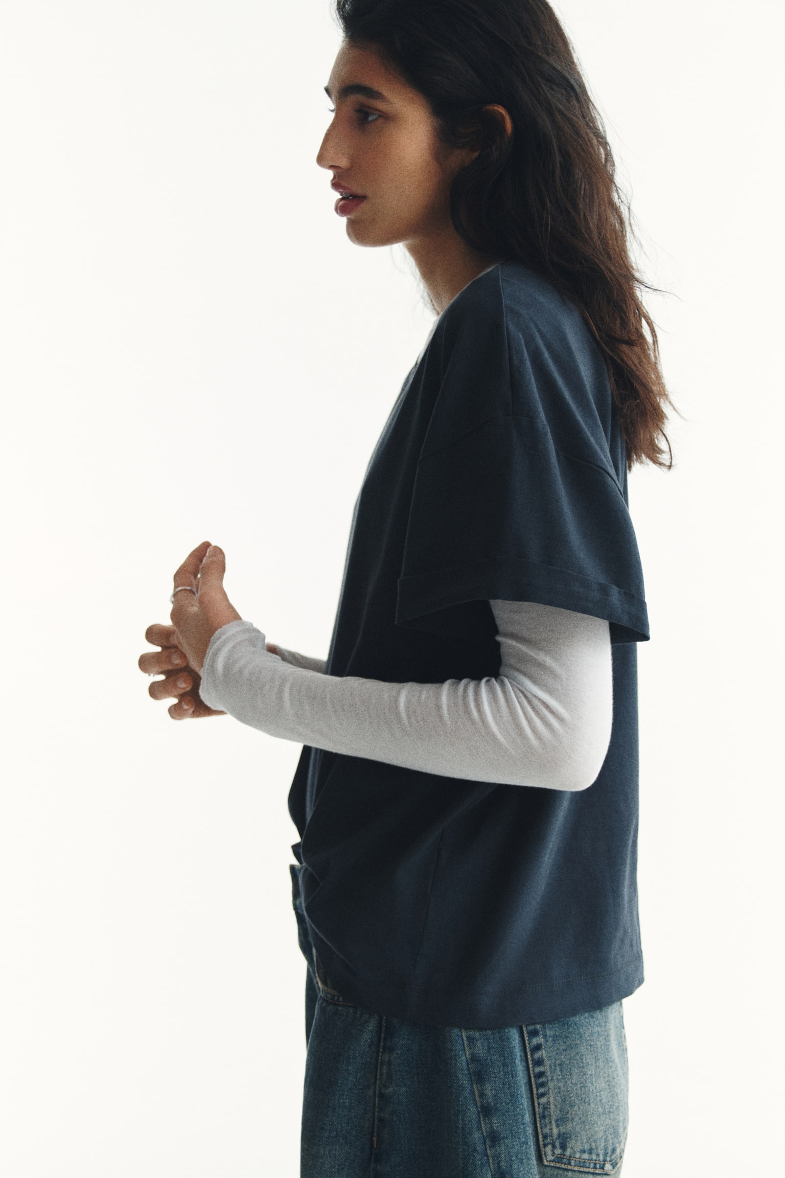 Loose-fit cotton T-shirt - Washed black/White/Pale yellow/Pale pink - 6