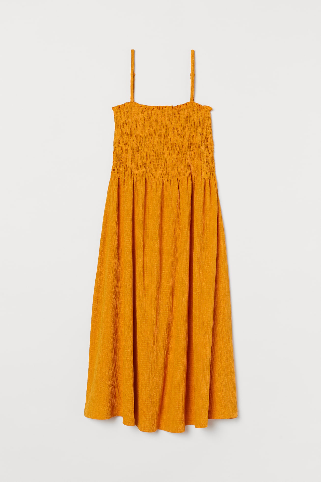 Crinkled Dress - Sleeveless - Midi - Dark yellow - Ladies | H&M US