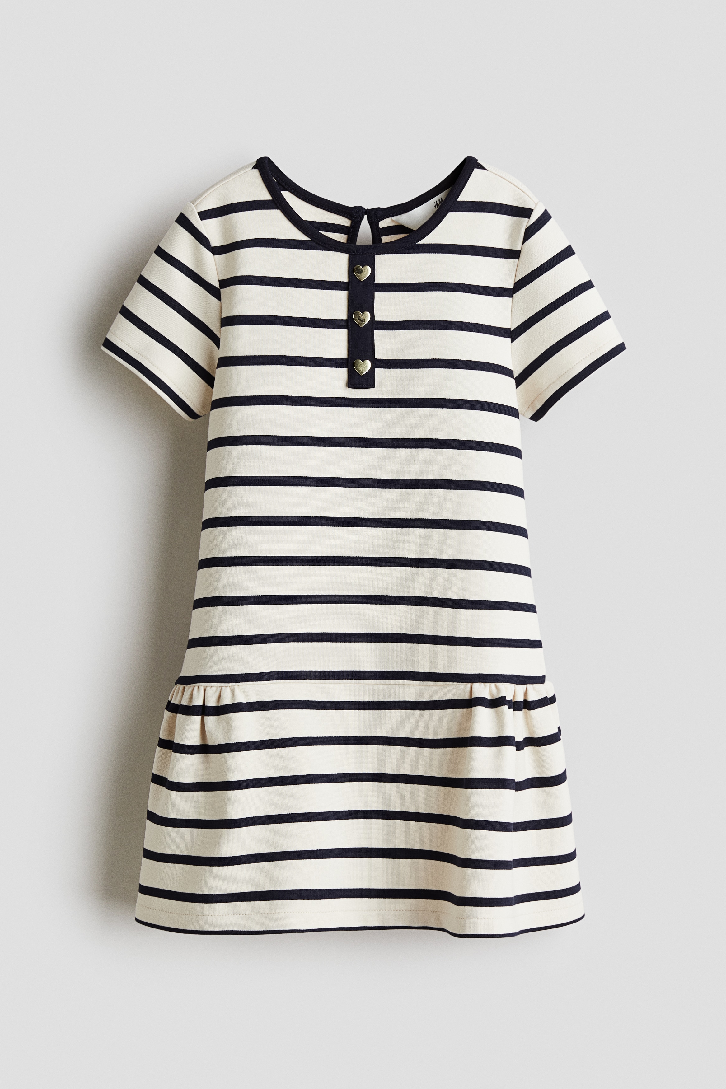Jersey A-line Dress - Cream/Navy blue stripe
