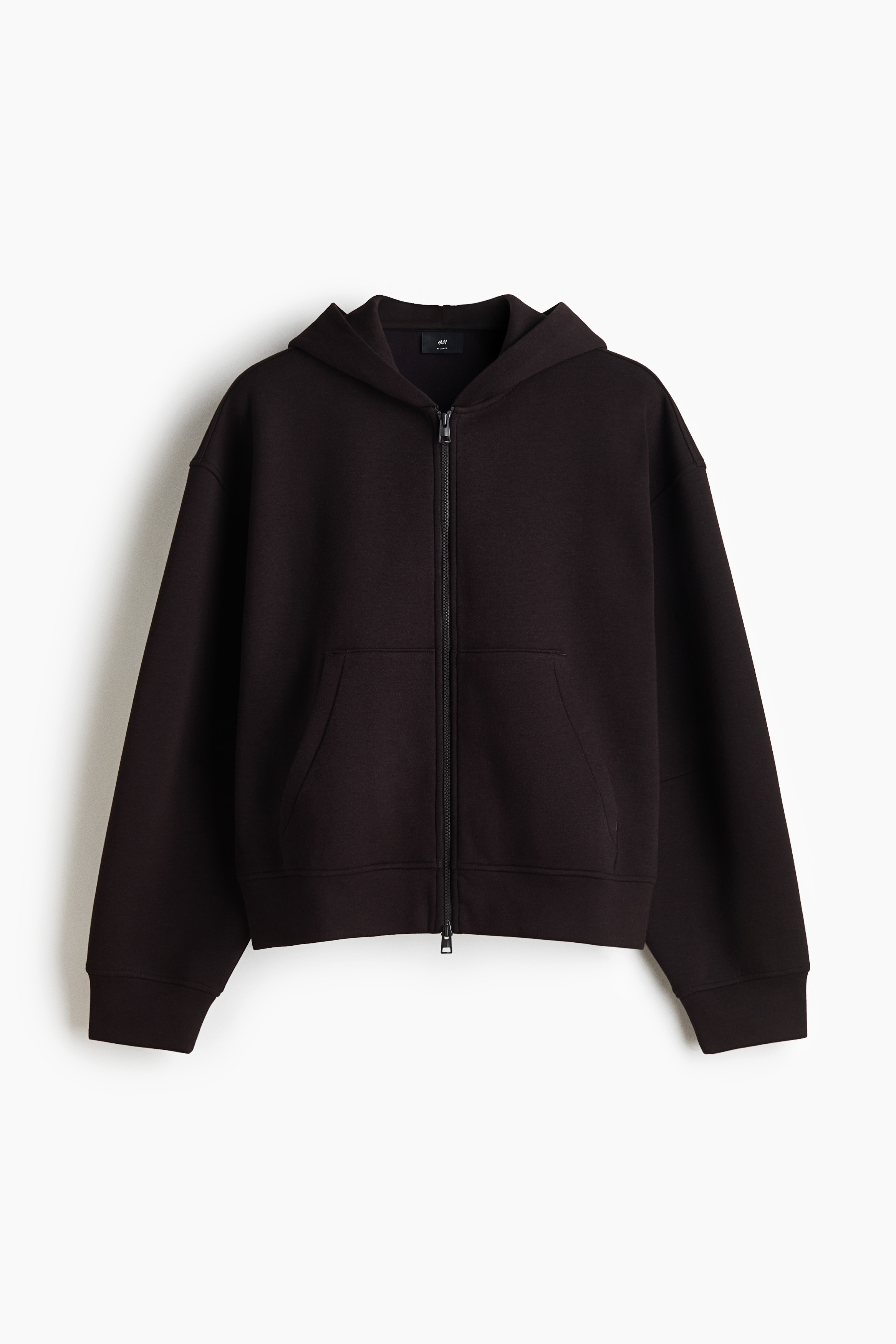 Relaxed Fit Scuba zip-through hoodie - Dark brown/Dark grey marl