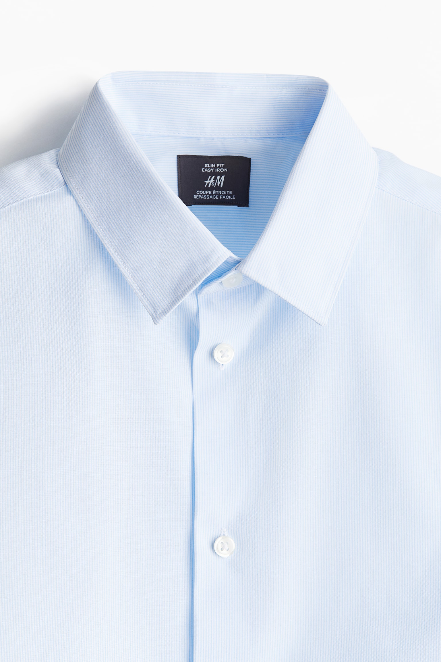 Slim Fit Easy-iron shirt - Light blue/Striped/White/Navy blue/Black/Light blue - 4