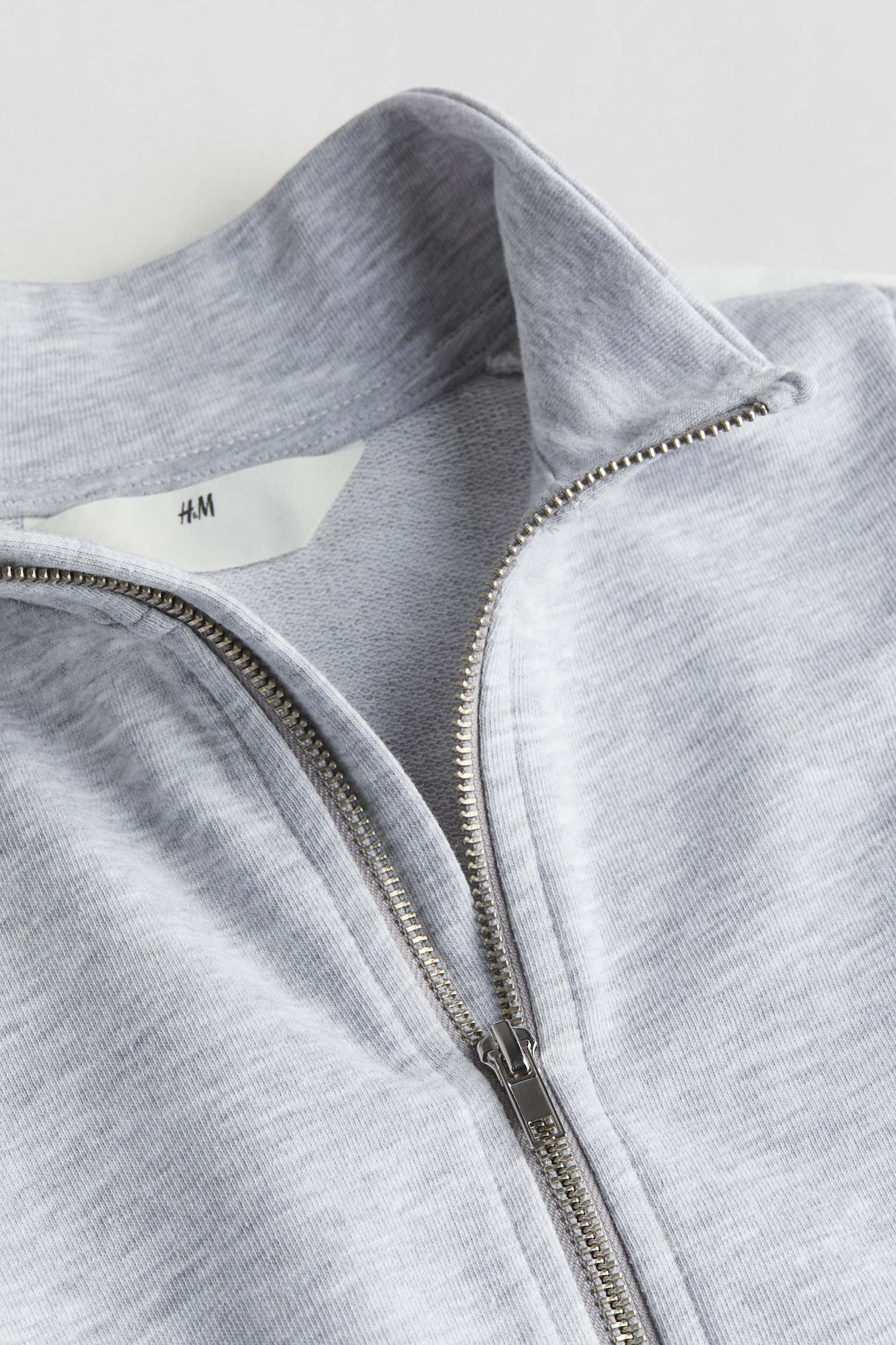 Zip Up Sweater - Light grey marle/White/Black/White - 2