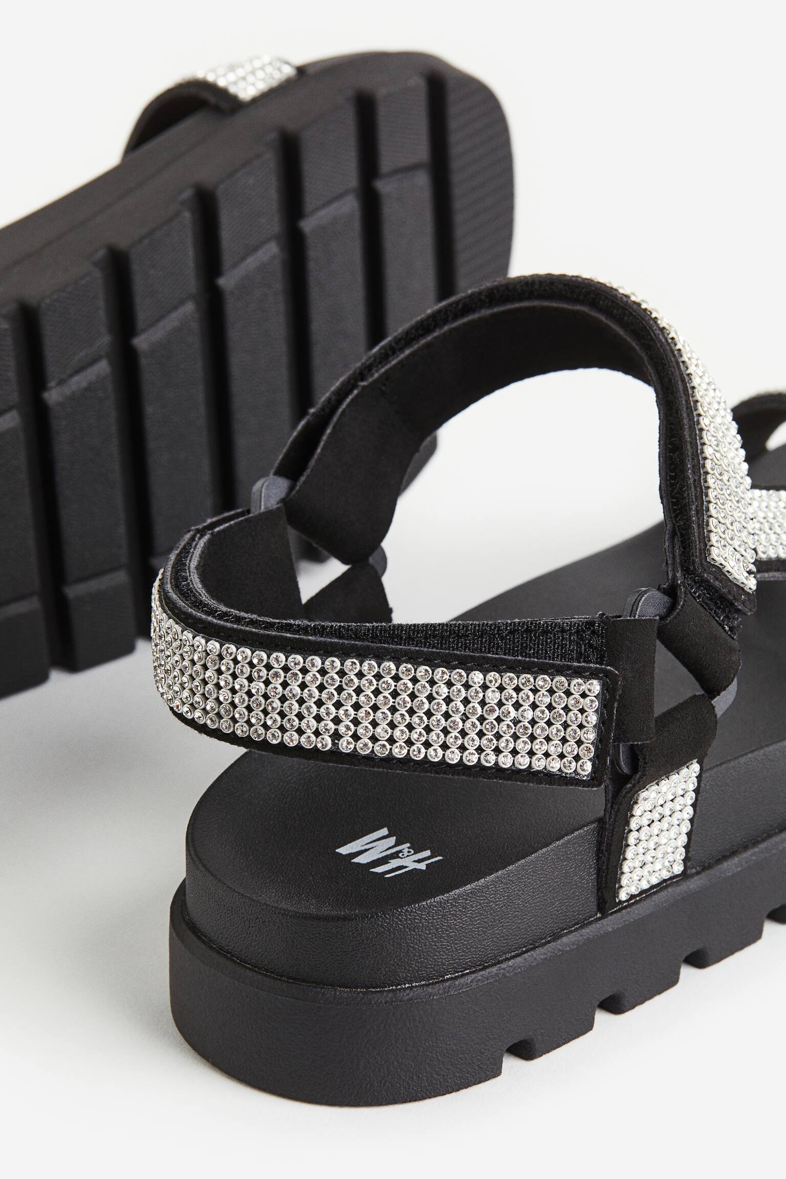 Sandals - Black/Rhinestones - 2