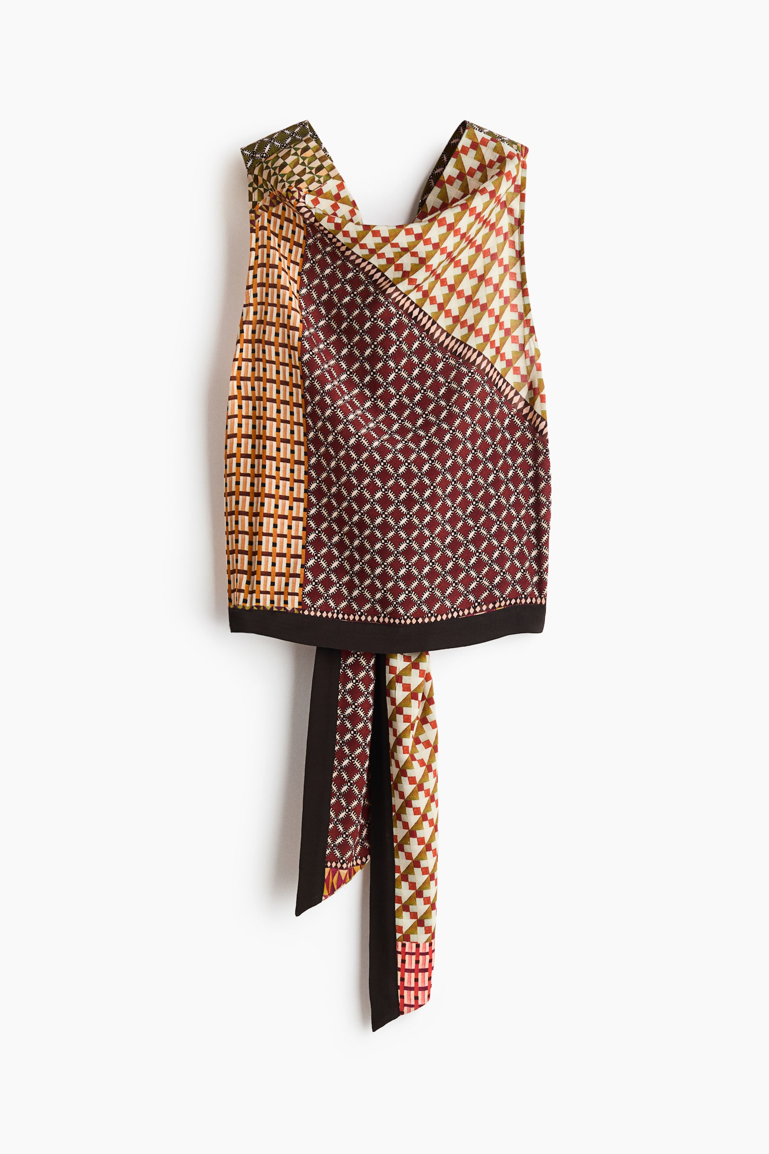 Cowl-Neck Halterneck Top - Burgundy/orange - 1