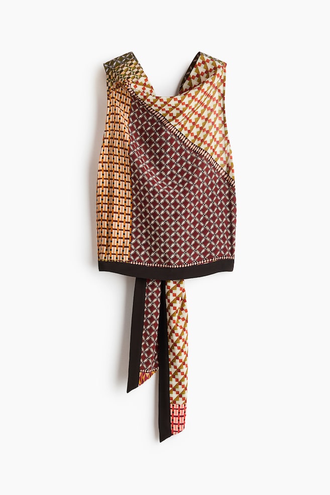 Top halter con escote drapeado - Burdeos/Naranja - 1