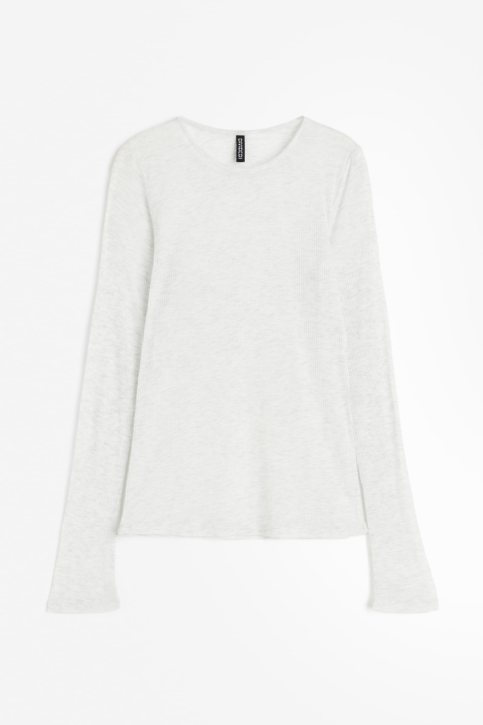 Long-sleeved top - Light grey marl/Black/White - 1