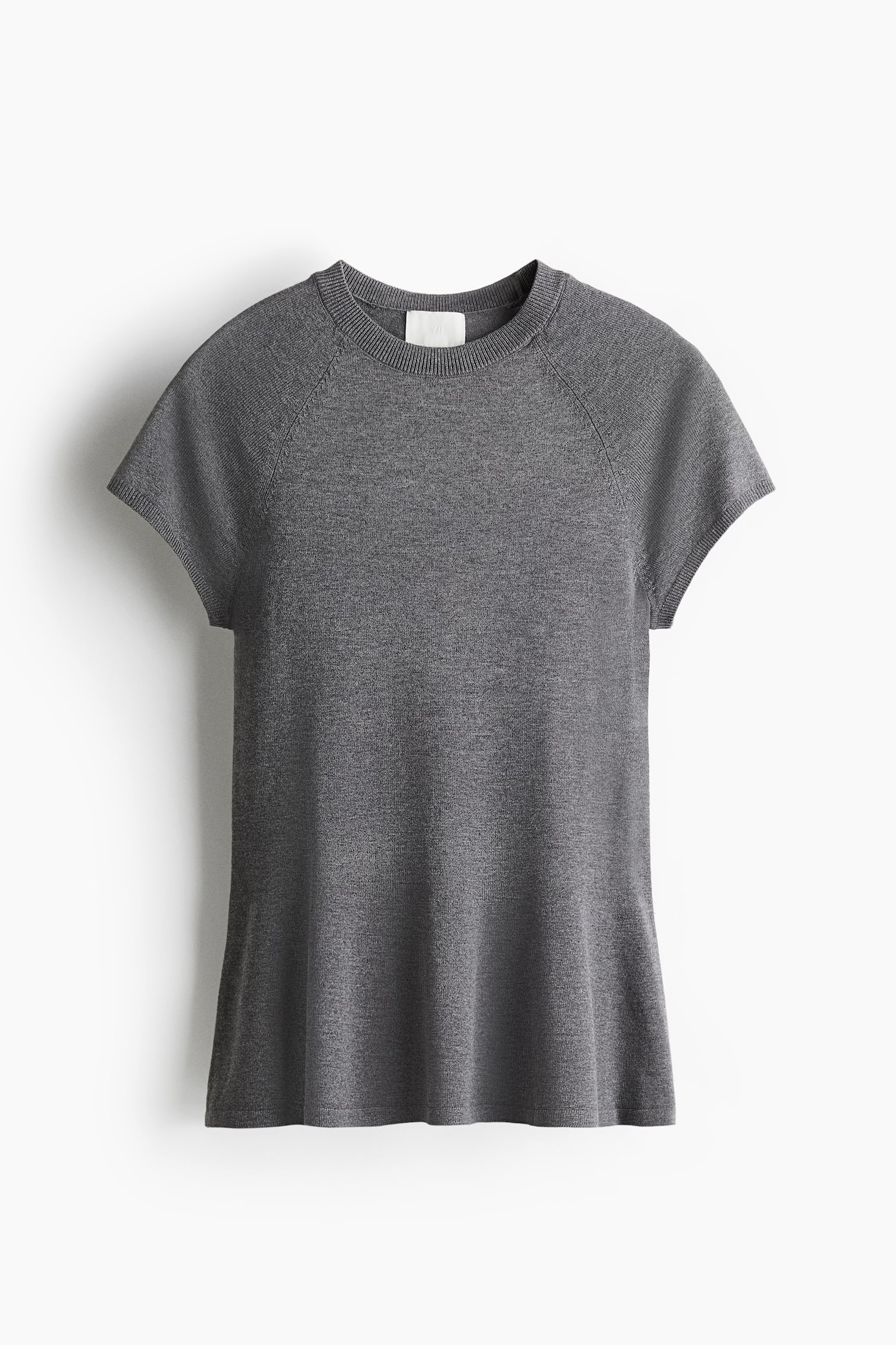 Женский топ H&M Fine-Knit Peplum Top, цвет: Серый меланжевый — фото 1