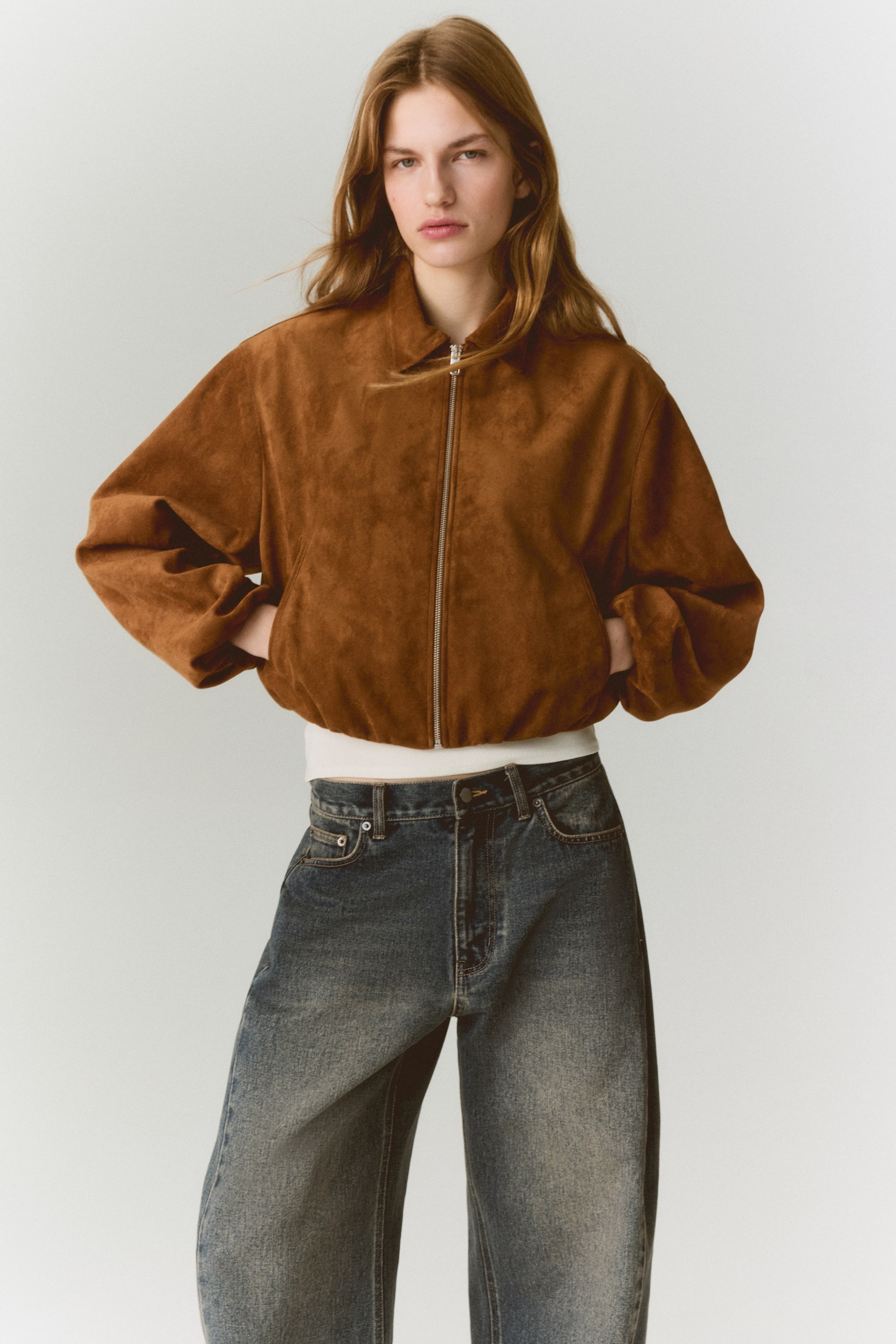 Visa större bild: Jacka med krage - Mörkbeige - DAM | H&M SE 1