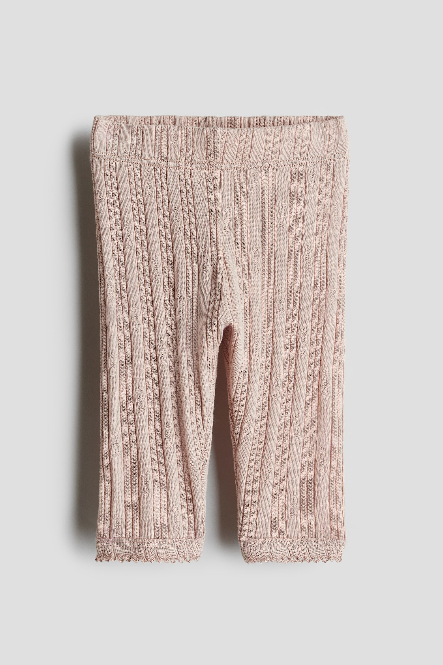 Pointelle cotton jersey leggings - Dusty pink - 1