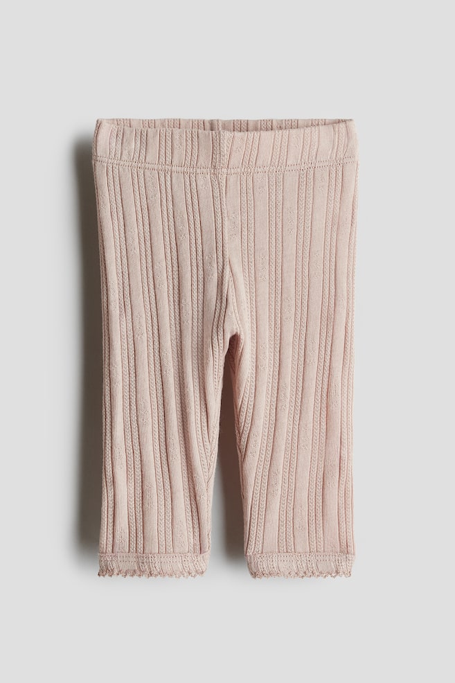 Pointelle cotton jersey leggings - Dusty pink - 1