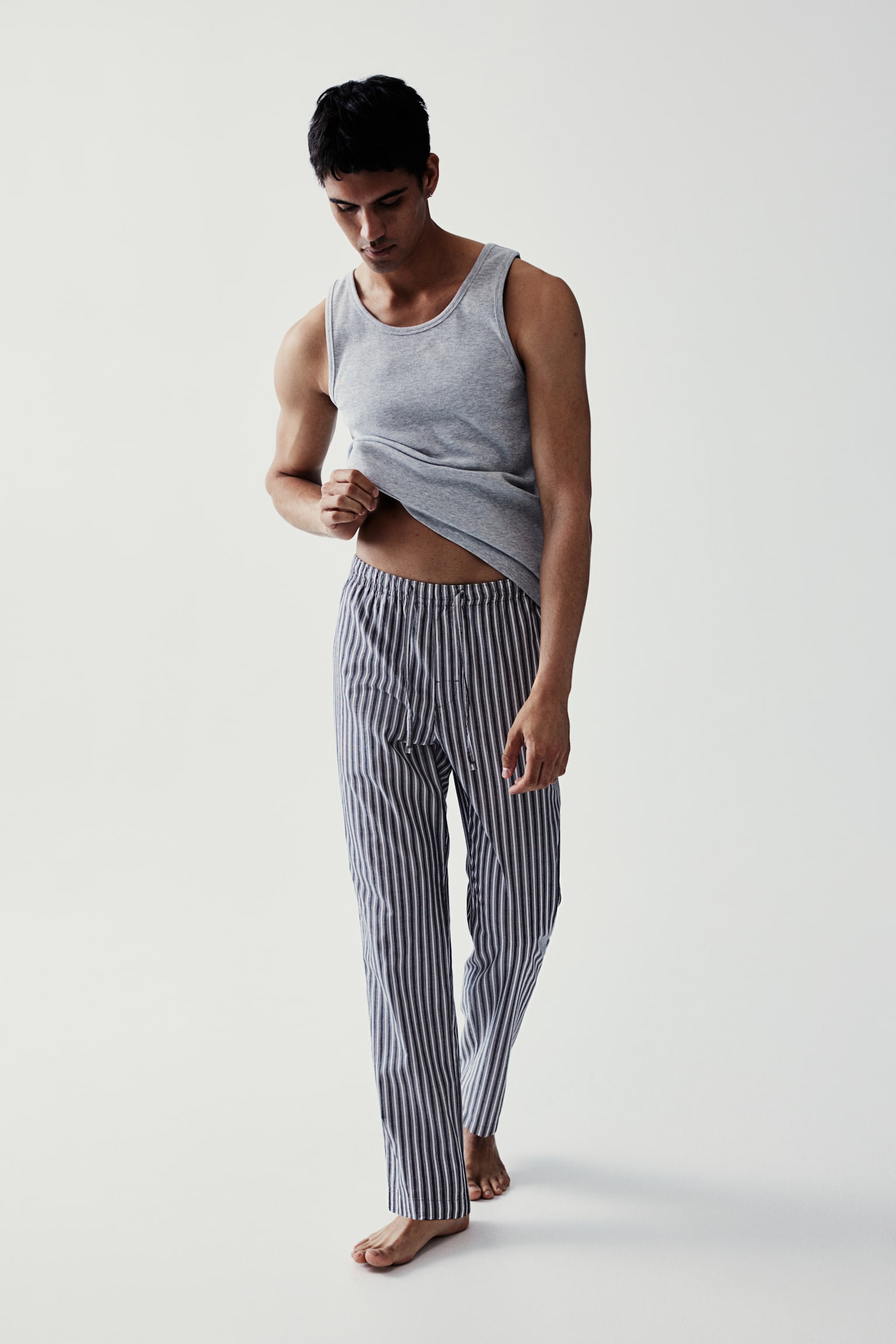 Regular Fit Pyjama Pants - Grey/Stripe/Sage green/Stripe/Dark grey/Stripe - 1