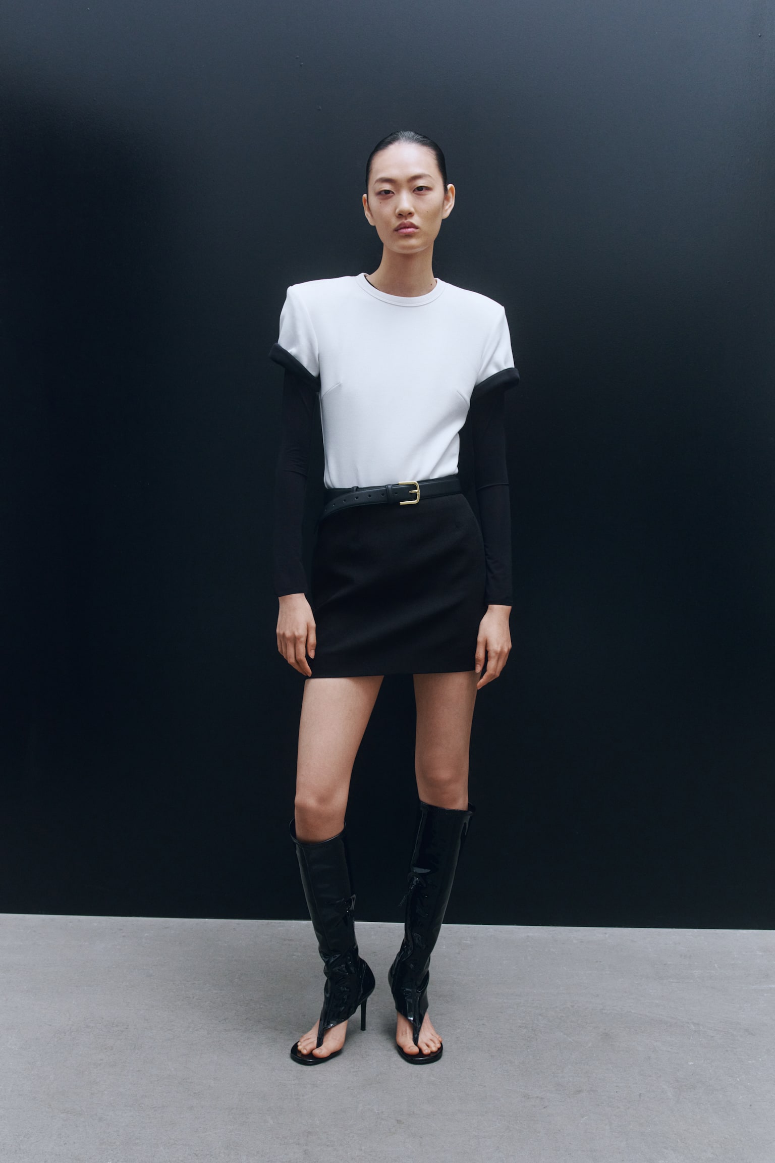 Wool mini skirt - Black - 1