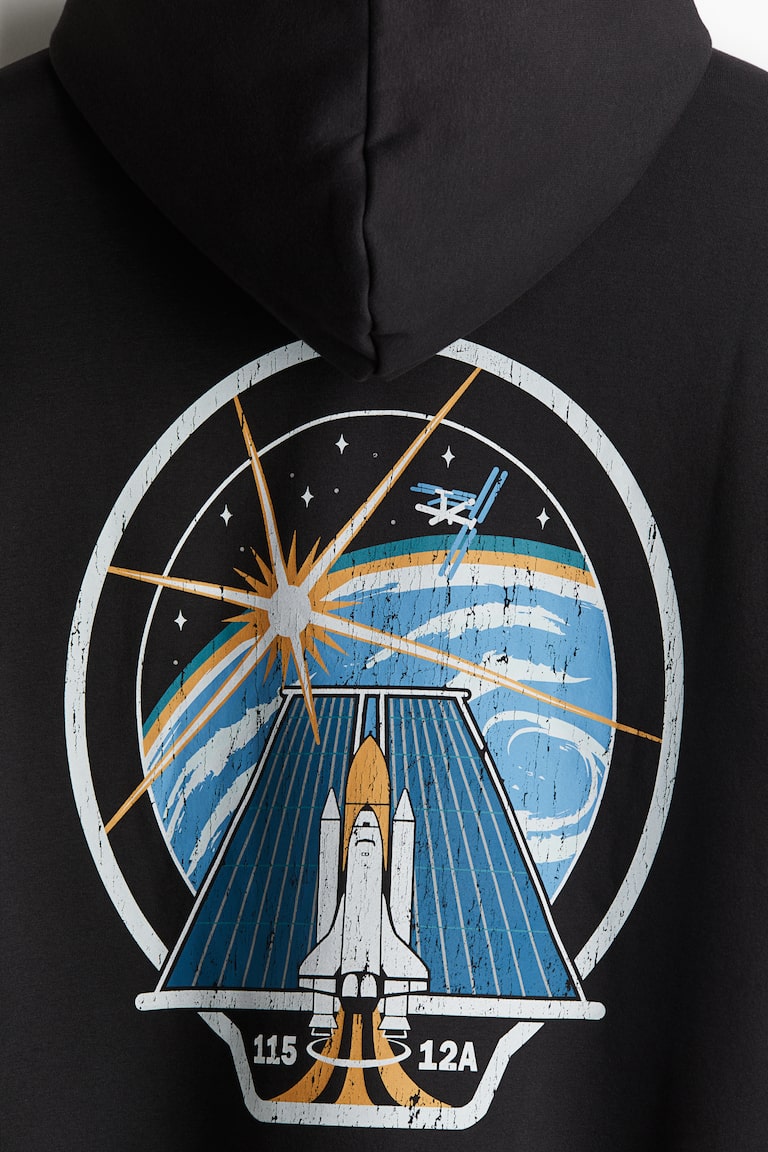 Loose Fit Printed hoodie Black/NASA Men H&M HK