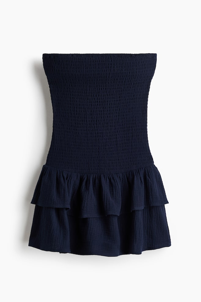 Smocked tiered dress - Dark blue/Dusty green/Paisley-patterned/Cream - 1