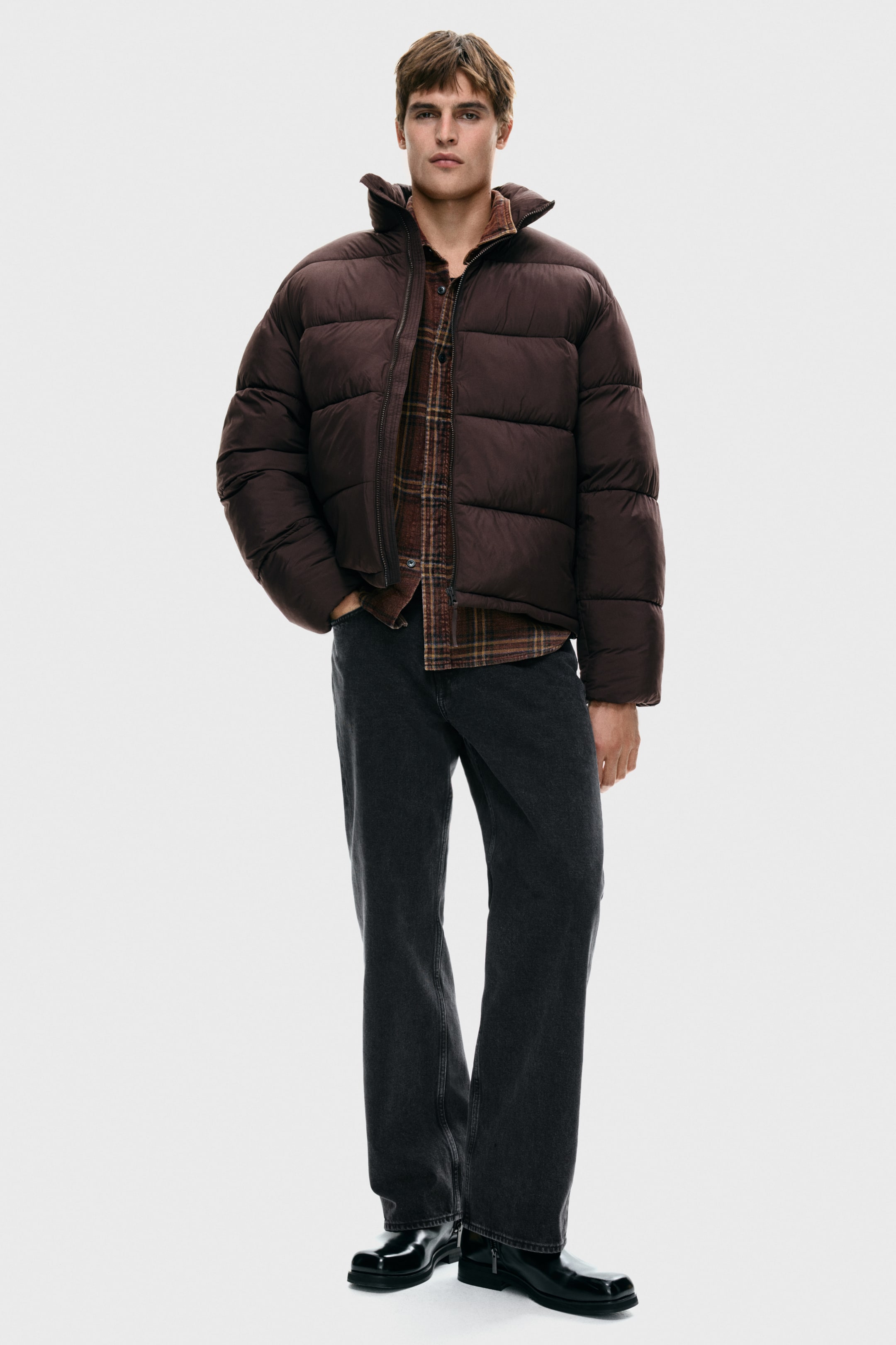 View larger image: Water-repellent puffer jacket - Dark brown - Men | H&M IN 1