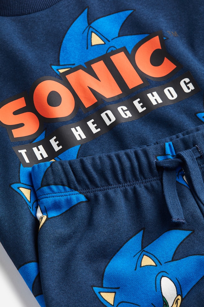 2-delat sweatshirtset med tryck - Mörkblå/Sonic the Hedgehog/Svart/Pokémon/Grön/Snobben/Ljusgrå/Musse Pigg/dc/dc - 2