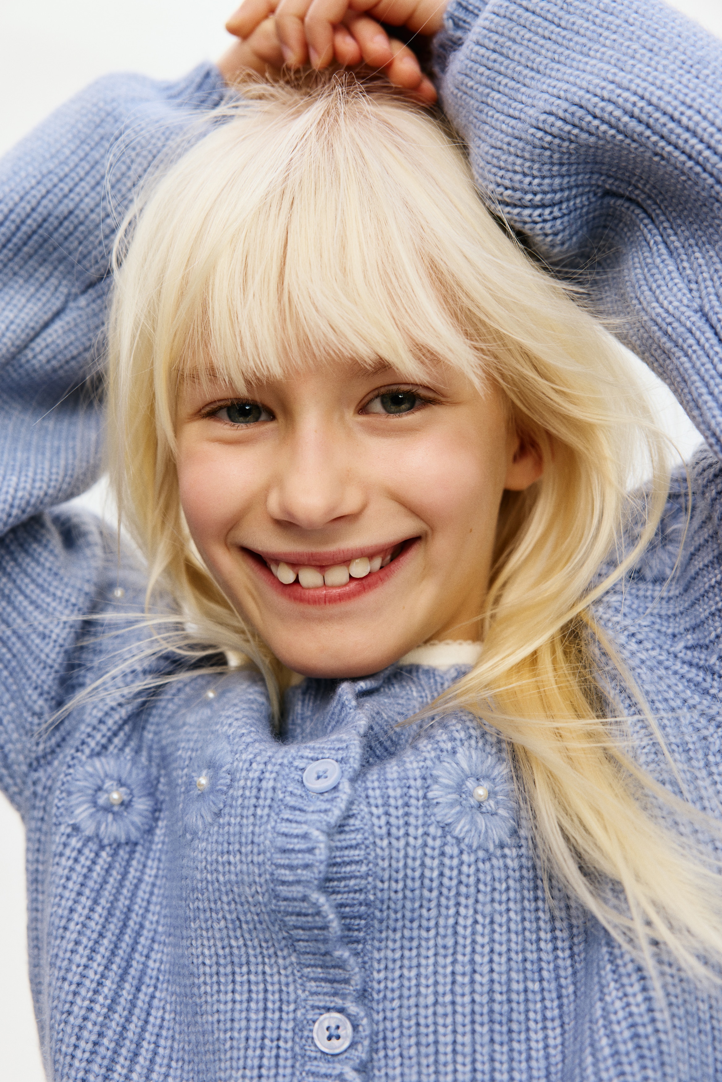 刺繍ディテール ニットカーディガン - ライトブルー - Kids | H&M JP