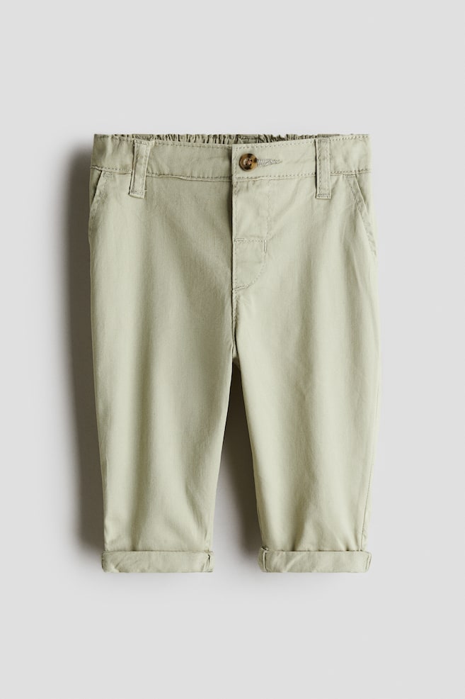 Chino en coton - Vert kaki clair - 1