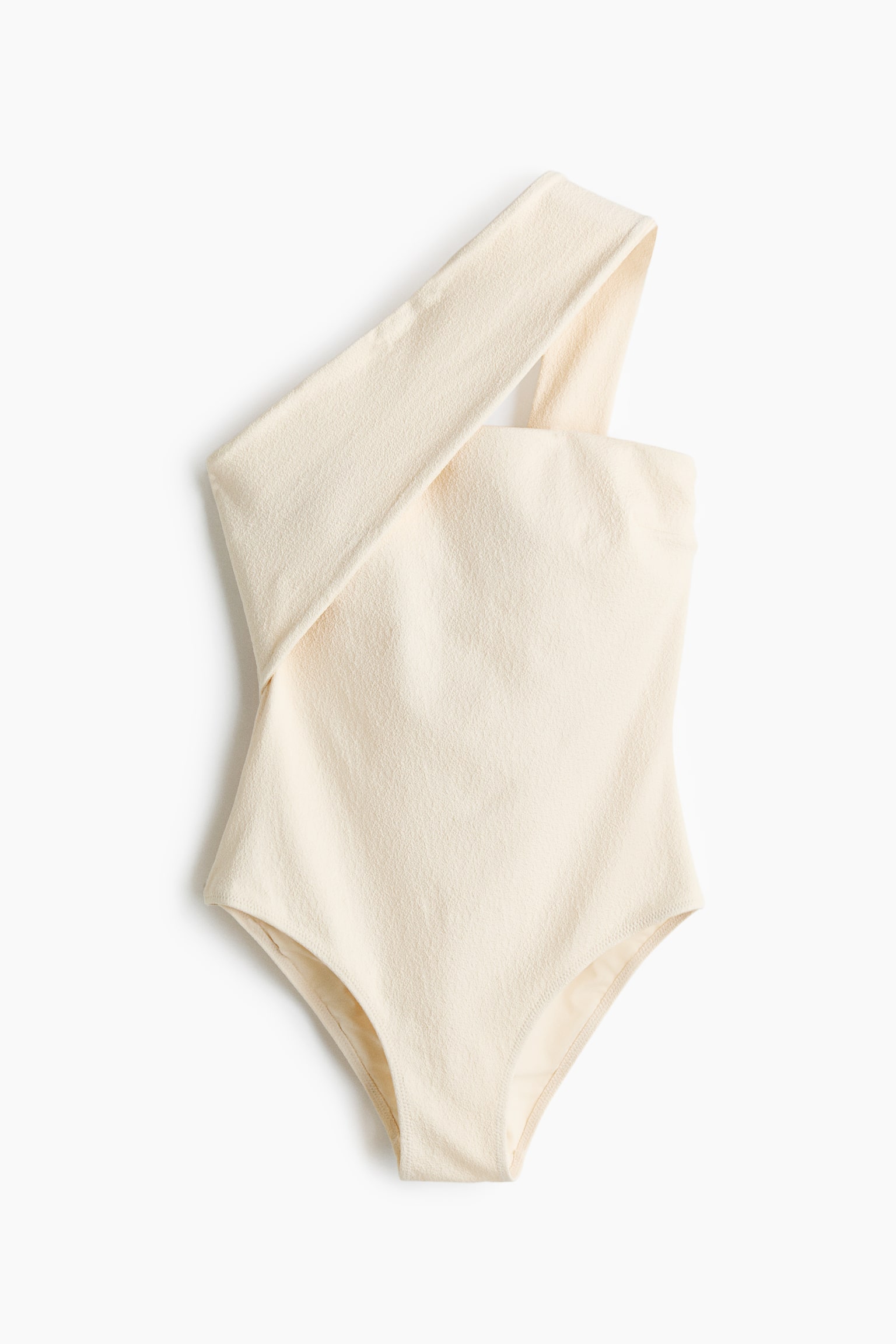 Padded-cup one-shoulder swimsuit - Cream - 2