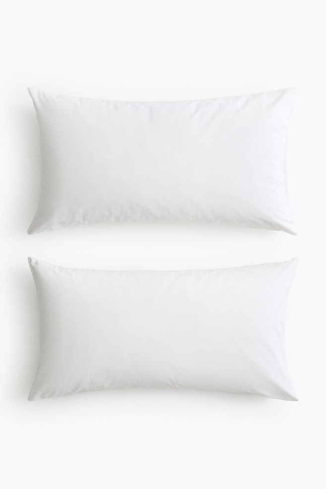 2-Pack Cotton Pillowcases - White/Light beige/Dark brown - 1