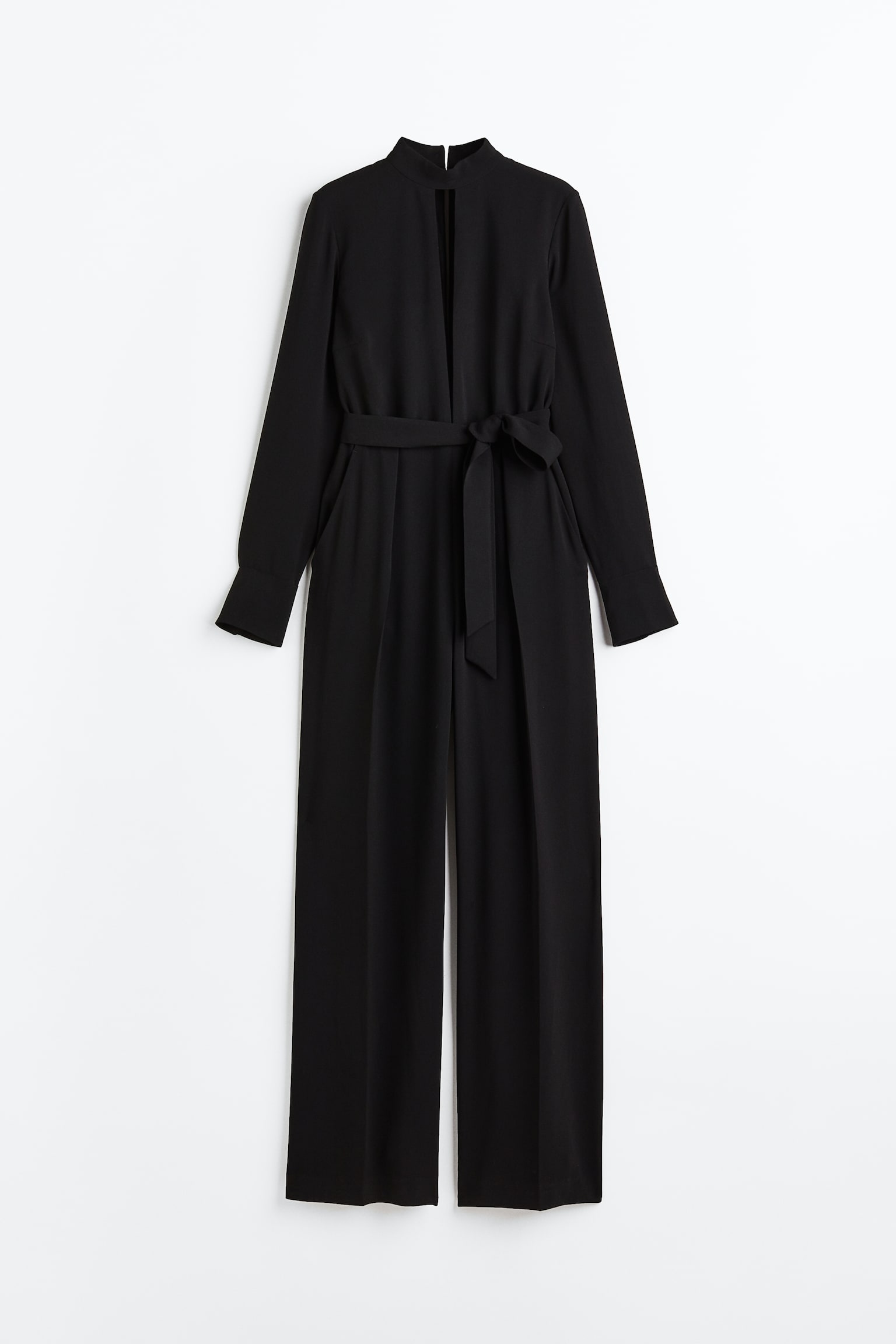 Tie-belt jumpsuit - Black - 1