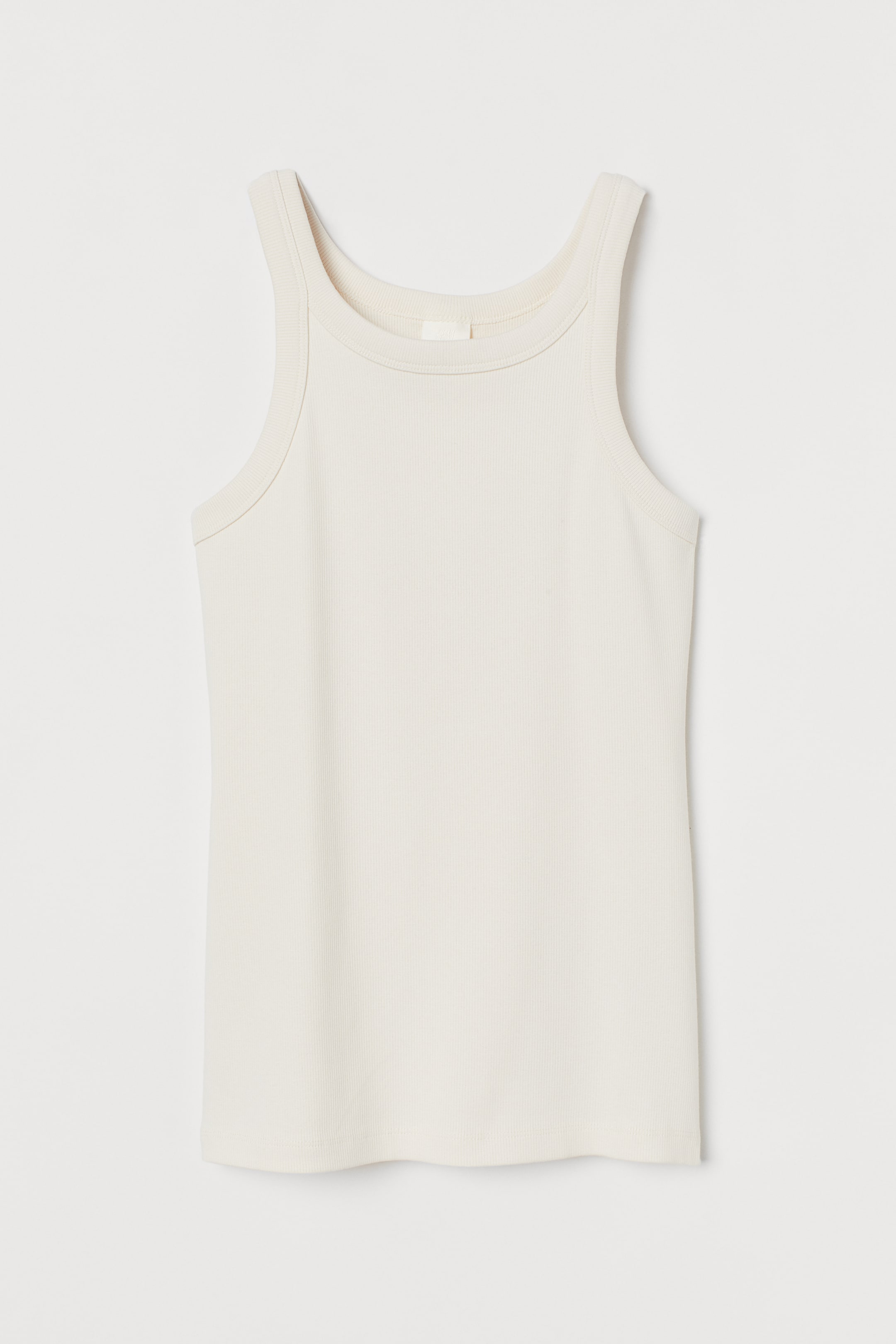 Ribbed vest top - Round neck - Sleeveless - Cream - Ladies | H&M GB