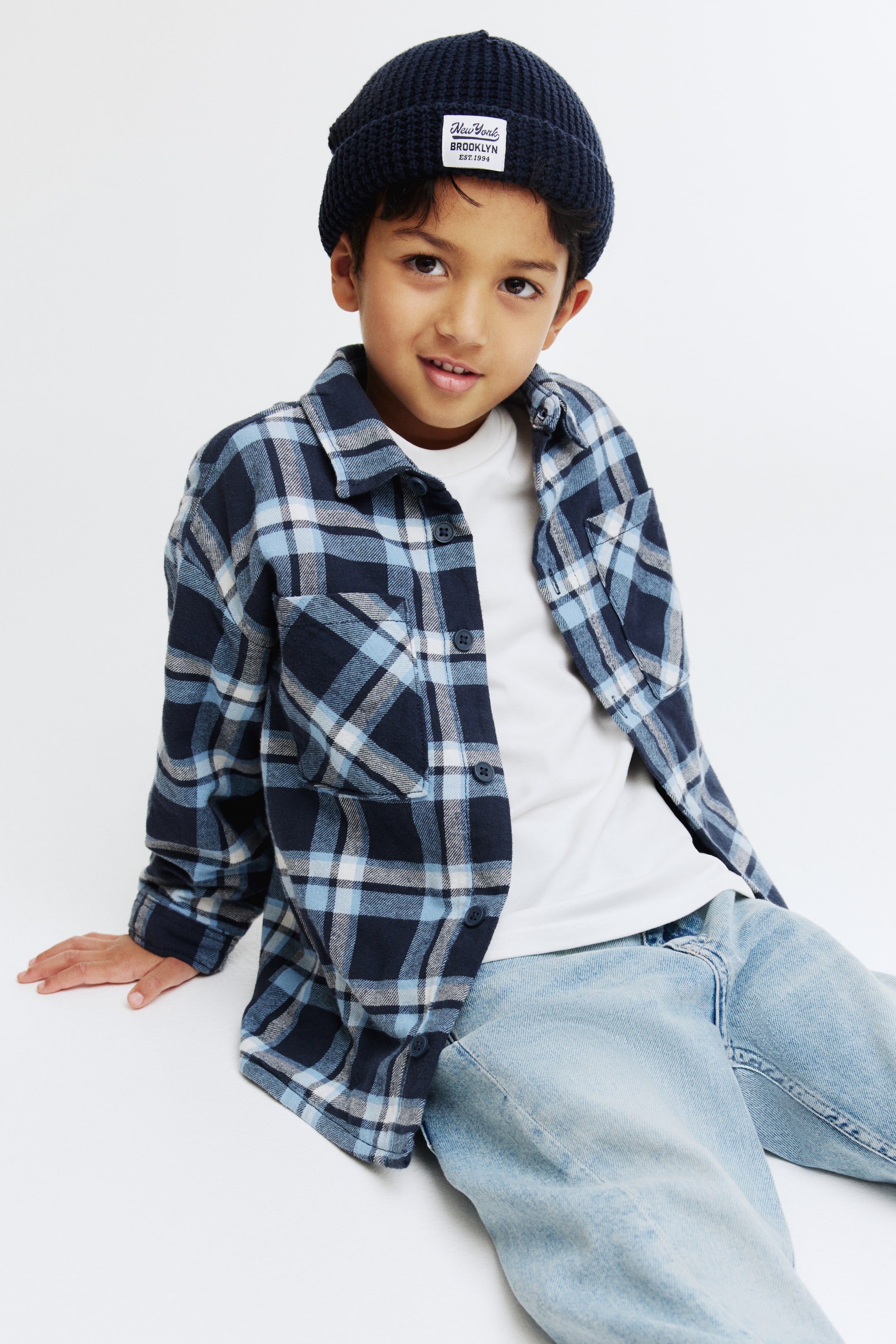 Prikaži veću sliku: Lined flannel overshirt - Mornarsko plava/karirano - Kids | H&M RS 3