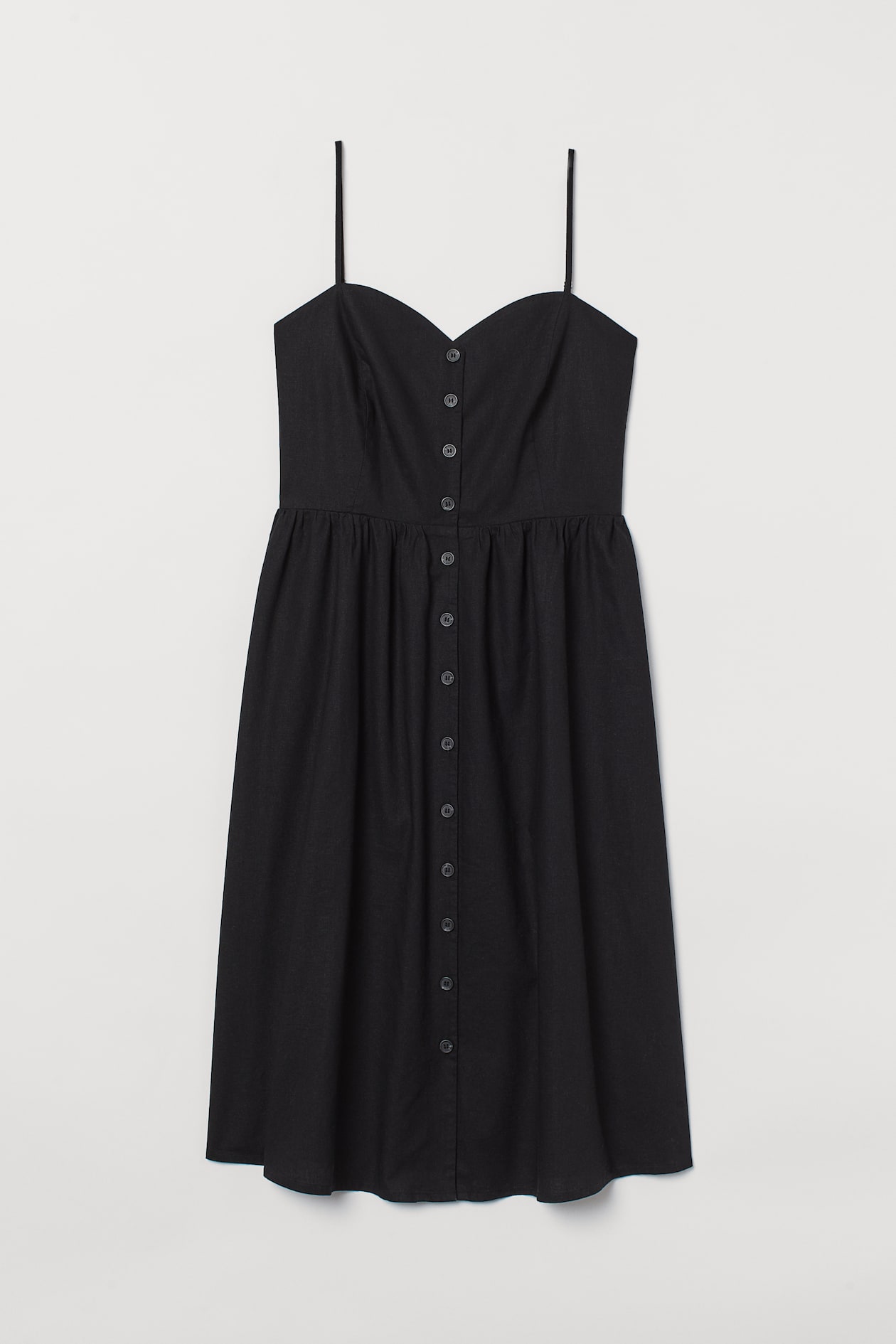 H&M+ Linen-blend dress - V-neck - Sleeveless - Black - Ladies | H&M GB