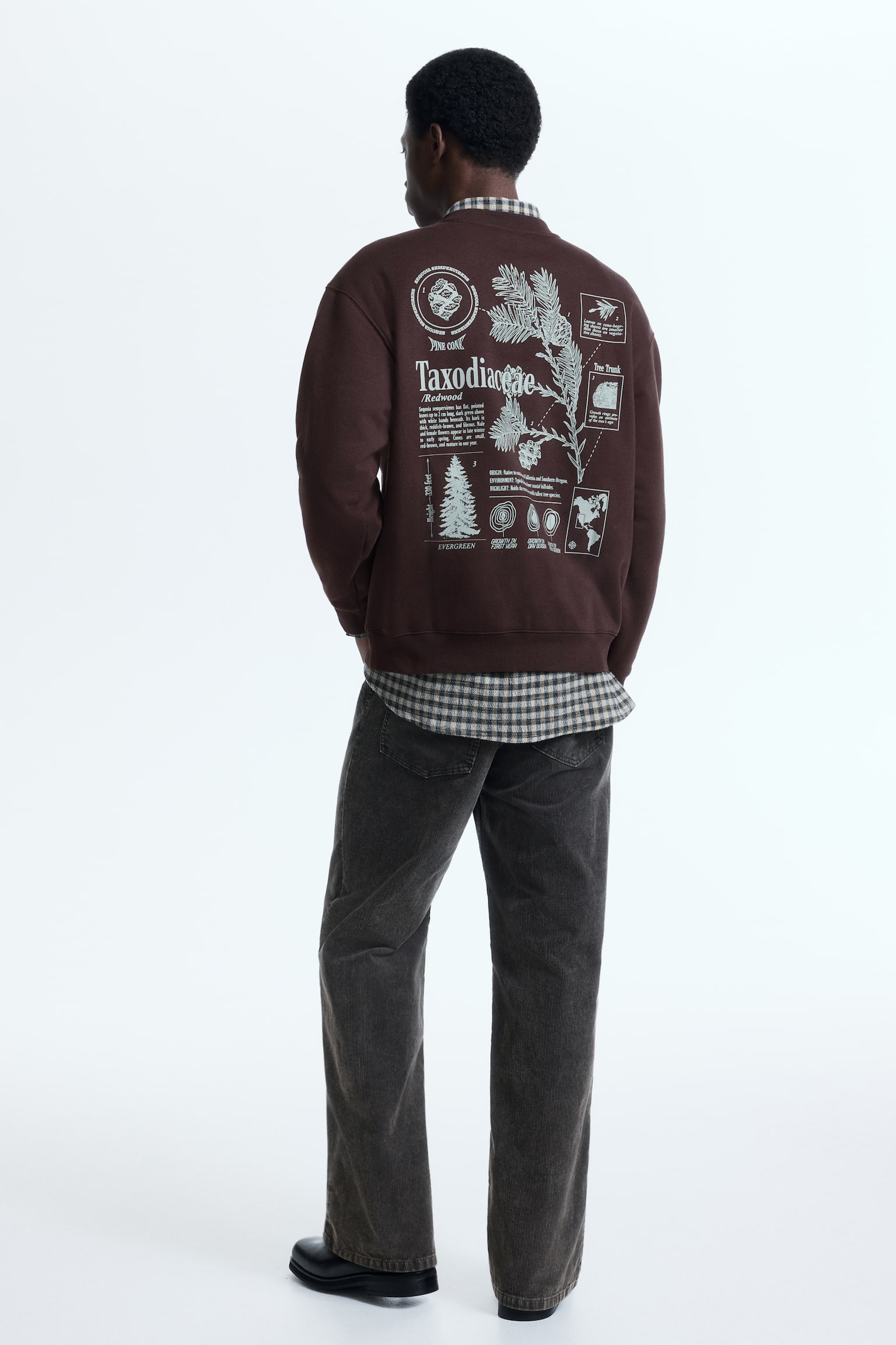 Nyomott mintás melegítőfelső Loose Fit - Sötétbarna/Taxodiaceae/Fehér/növények/Fekete/Karma Alarm/Fekete/Star MMX - 7