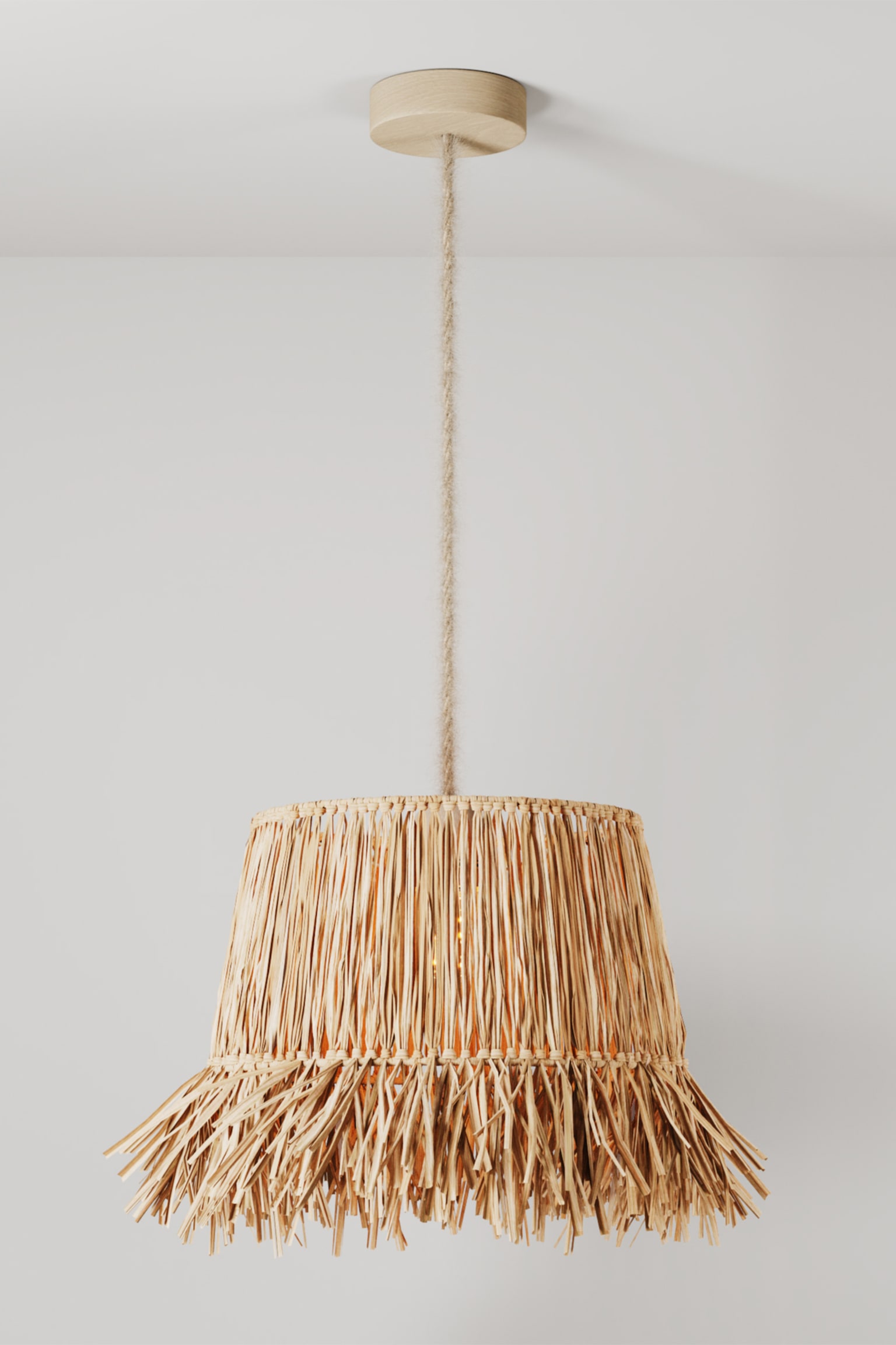 Hängeleuchte Mit Raffia-lampenschirm Honolulu - Hellbraun - 1