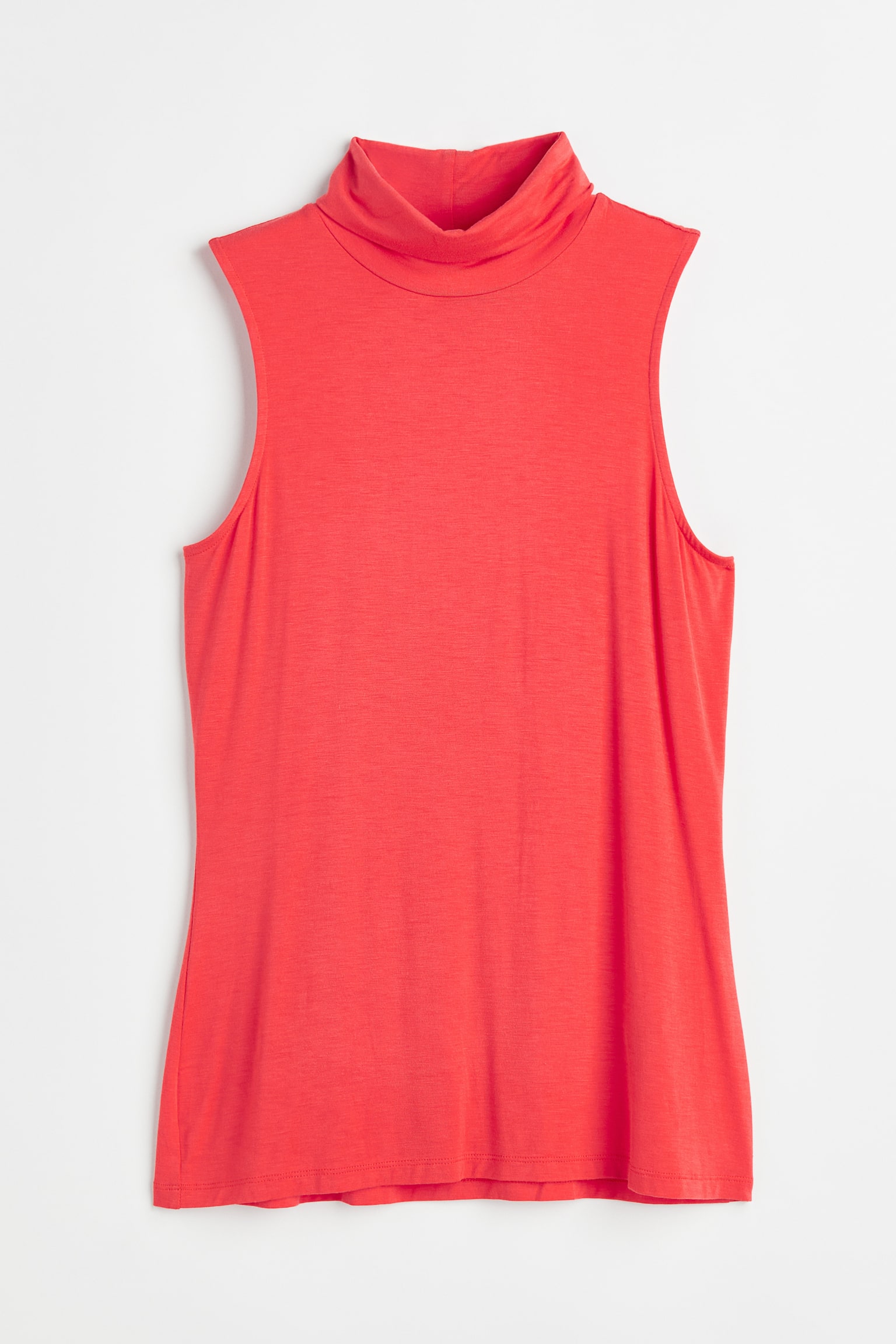 Sleeveless Turtleneck Top - Coral - 1