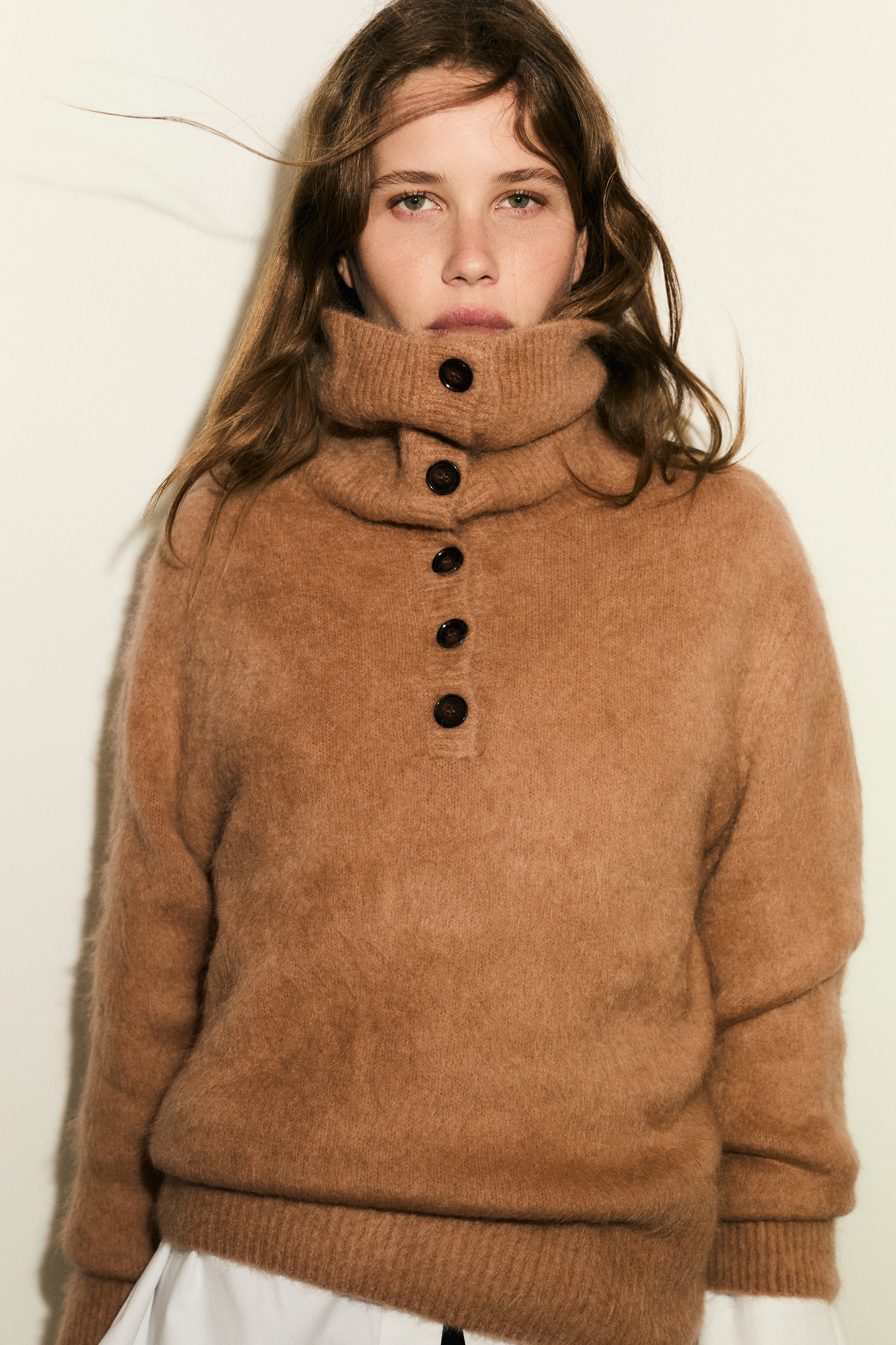 H & M - モヘアブレンドセーター - ベージュ