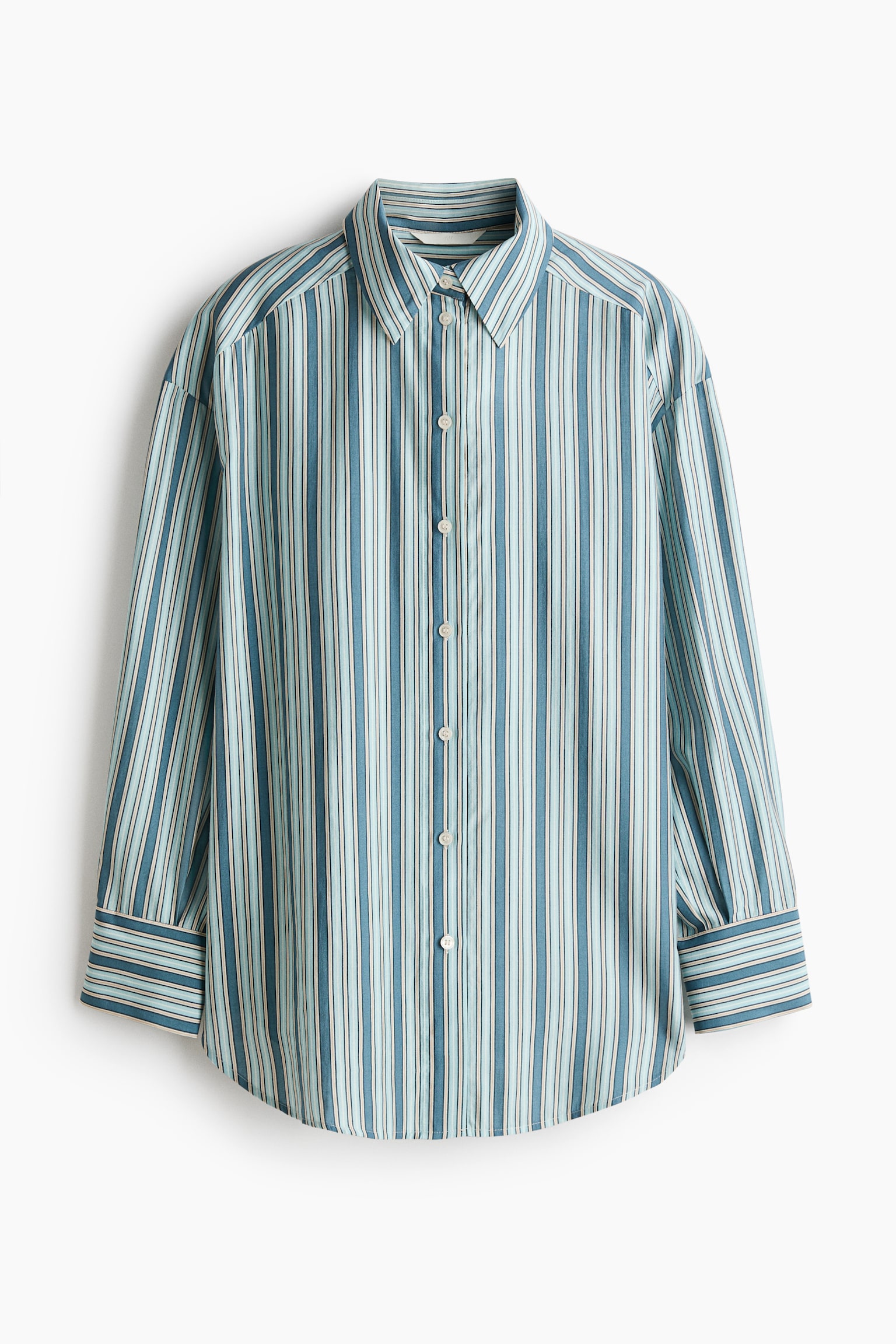 Oversized shirt - Dusty medium blue/Striped - 1