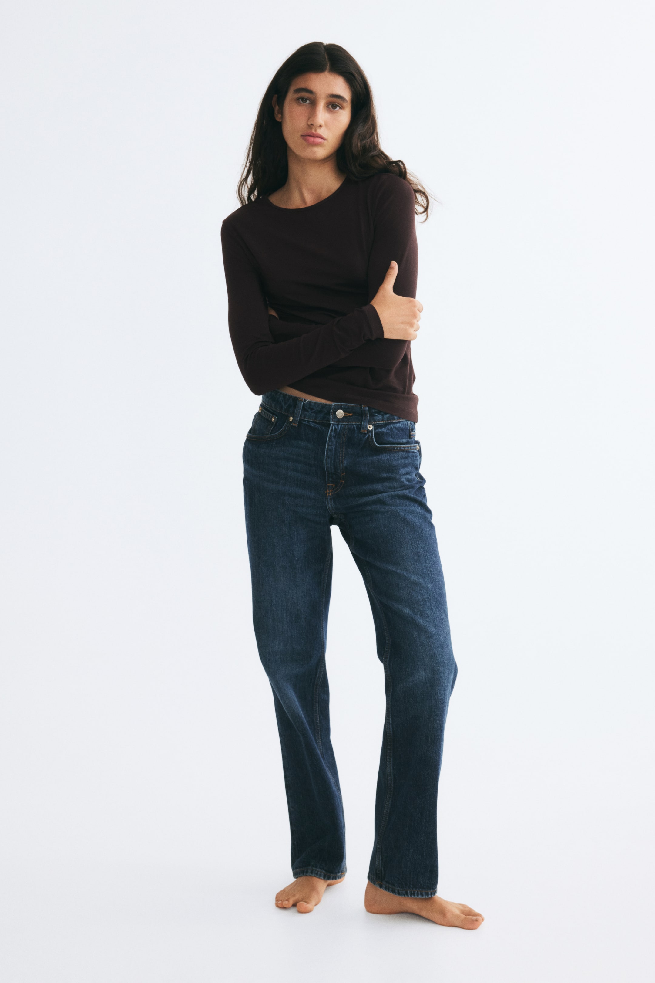 View larger image: Supima® cotton top - Dark brown - Ladies | H&M 1