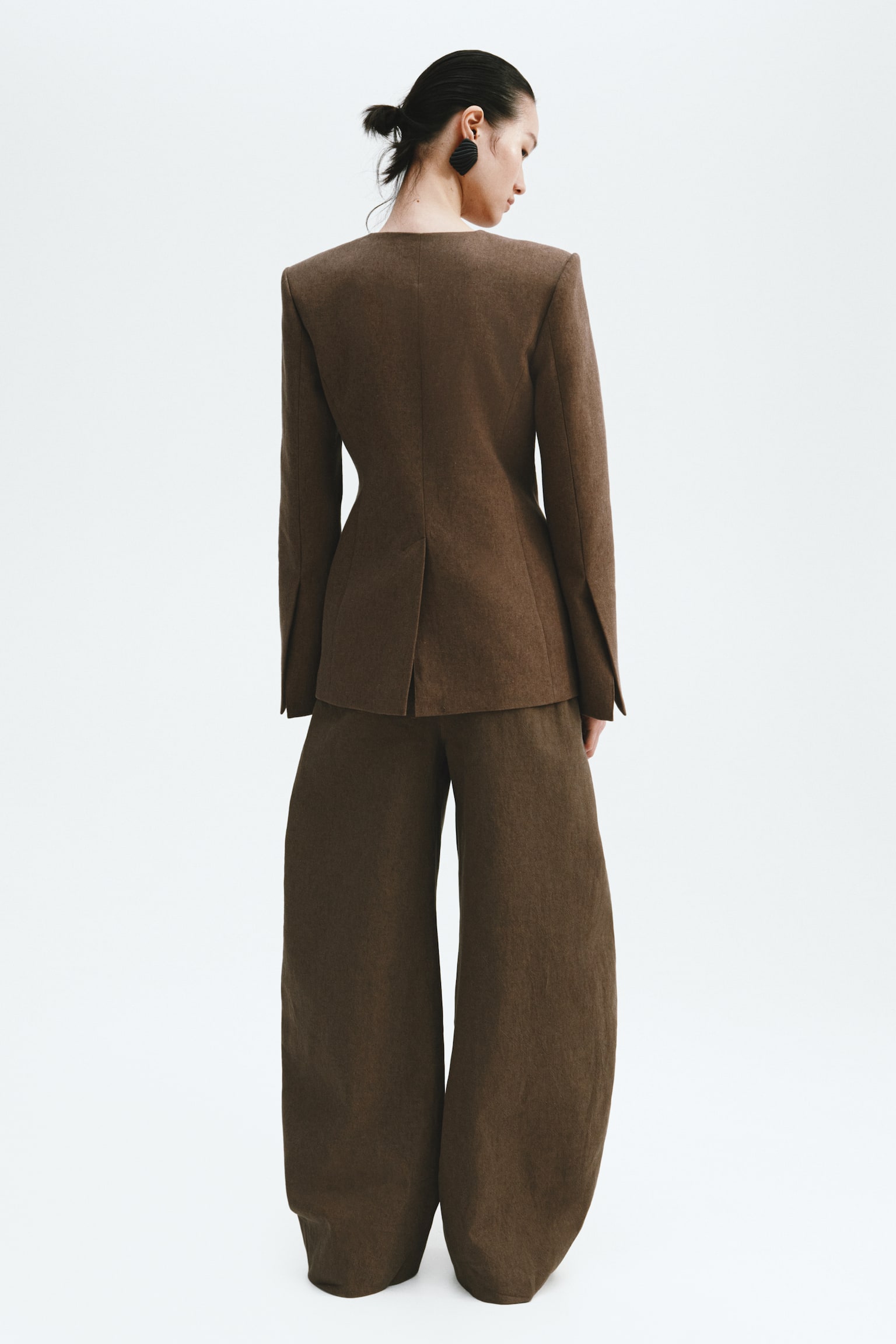 Linen-blend balloon trousers - Dark mole - 4